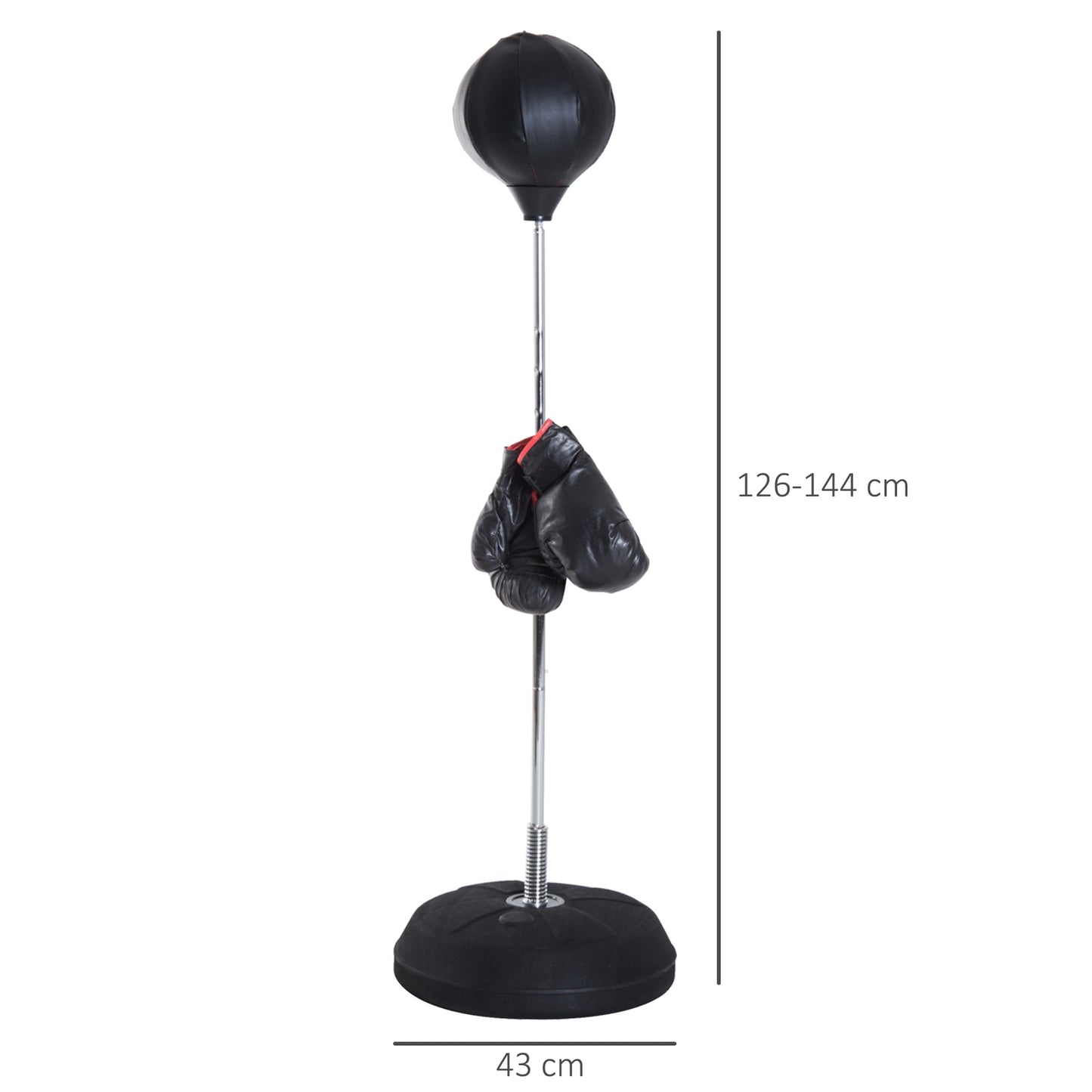 Adjustable standing boxing trainer with gloves and stand
