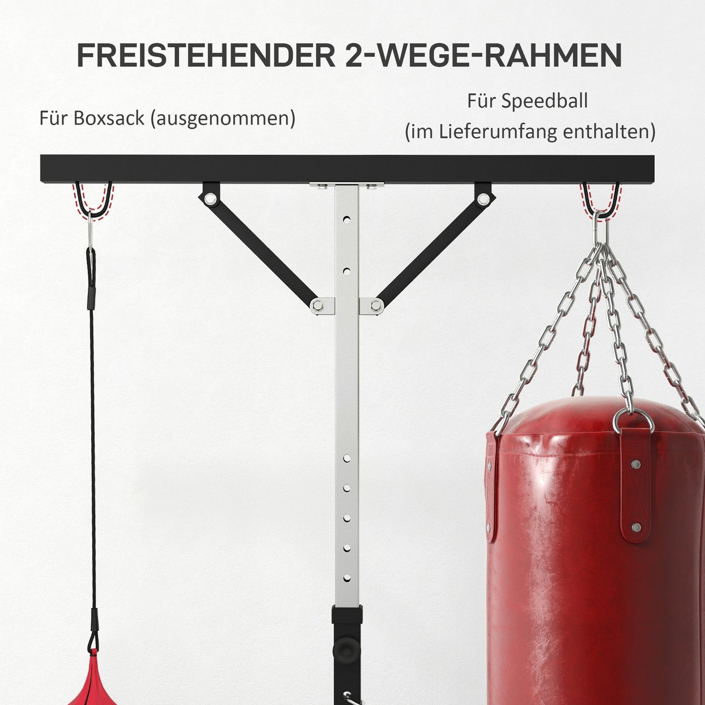 Height-adjustable stand for punching bag in steel, freestanding