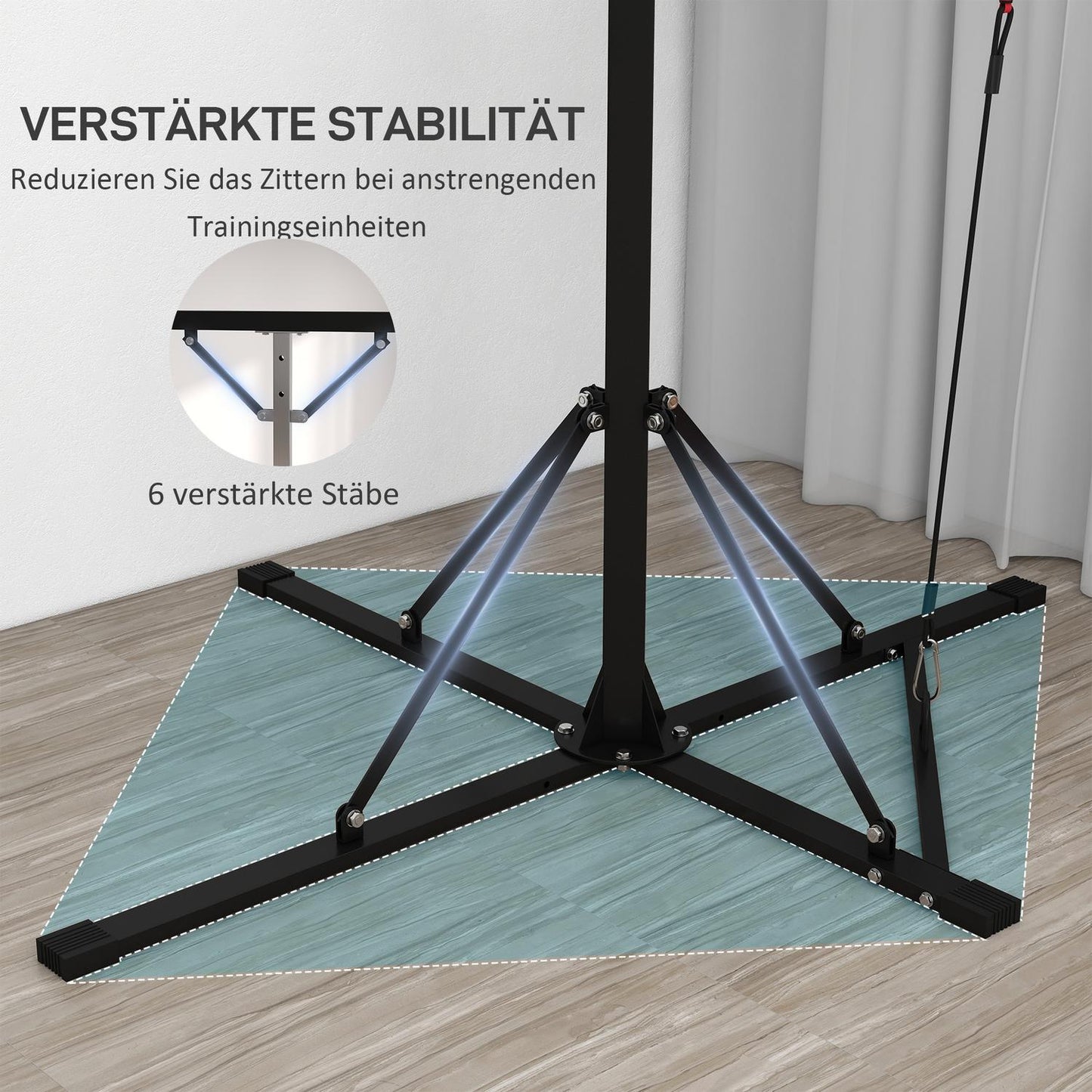 Height-adjustable stand for punching bag in steel, freestanding