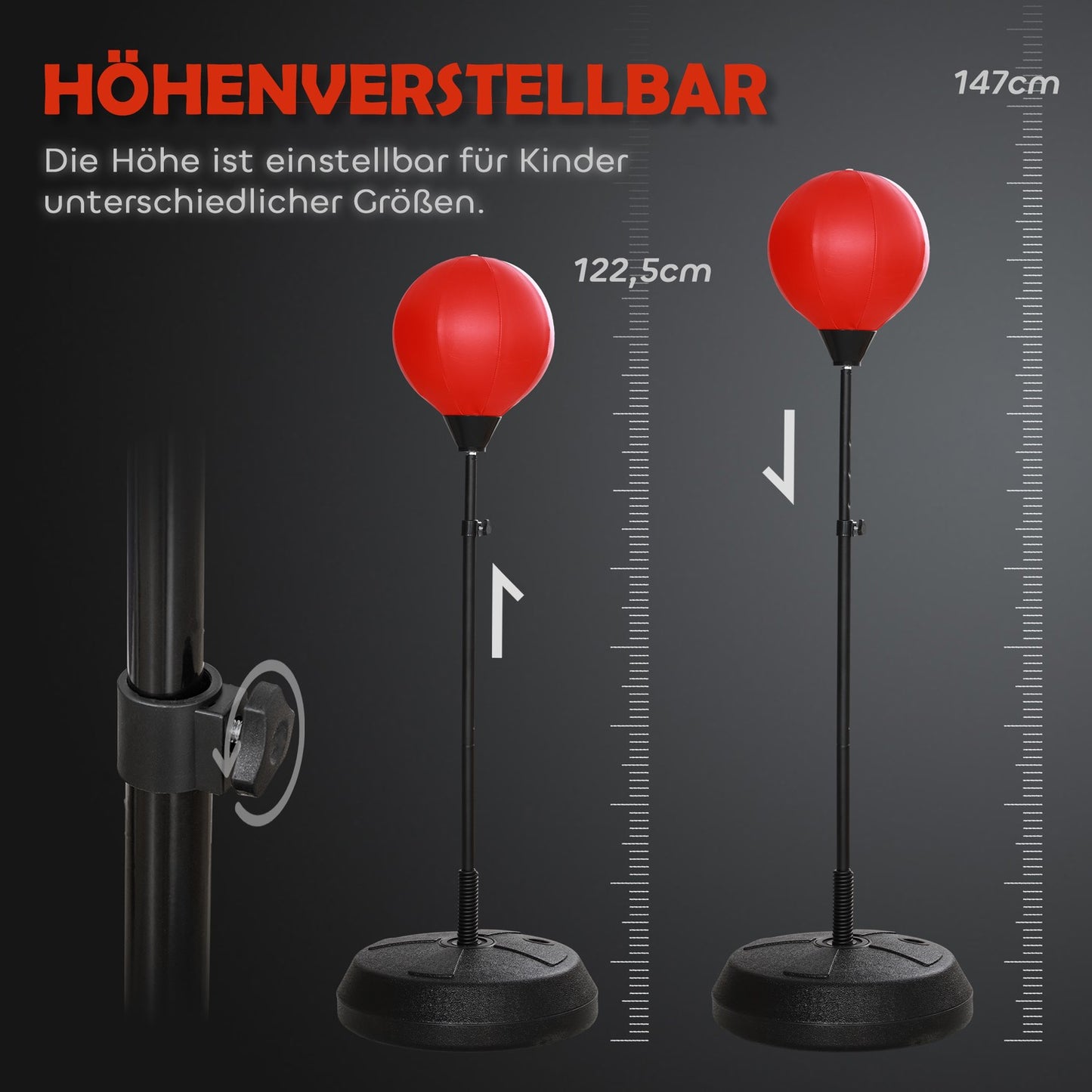 Adjustable children's boxing set with gloves, 122.5-147 cm