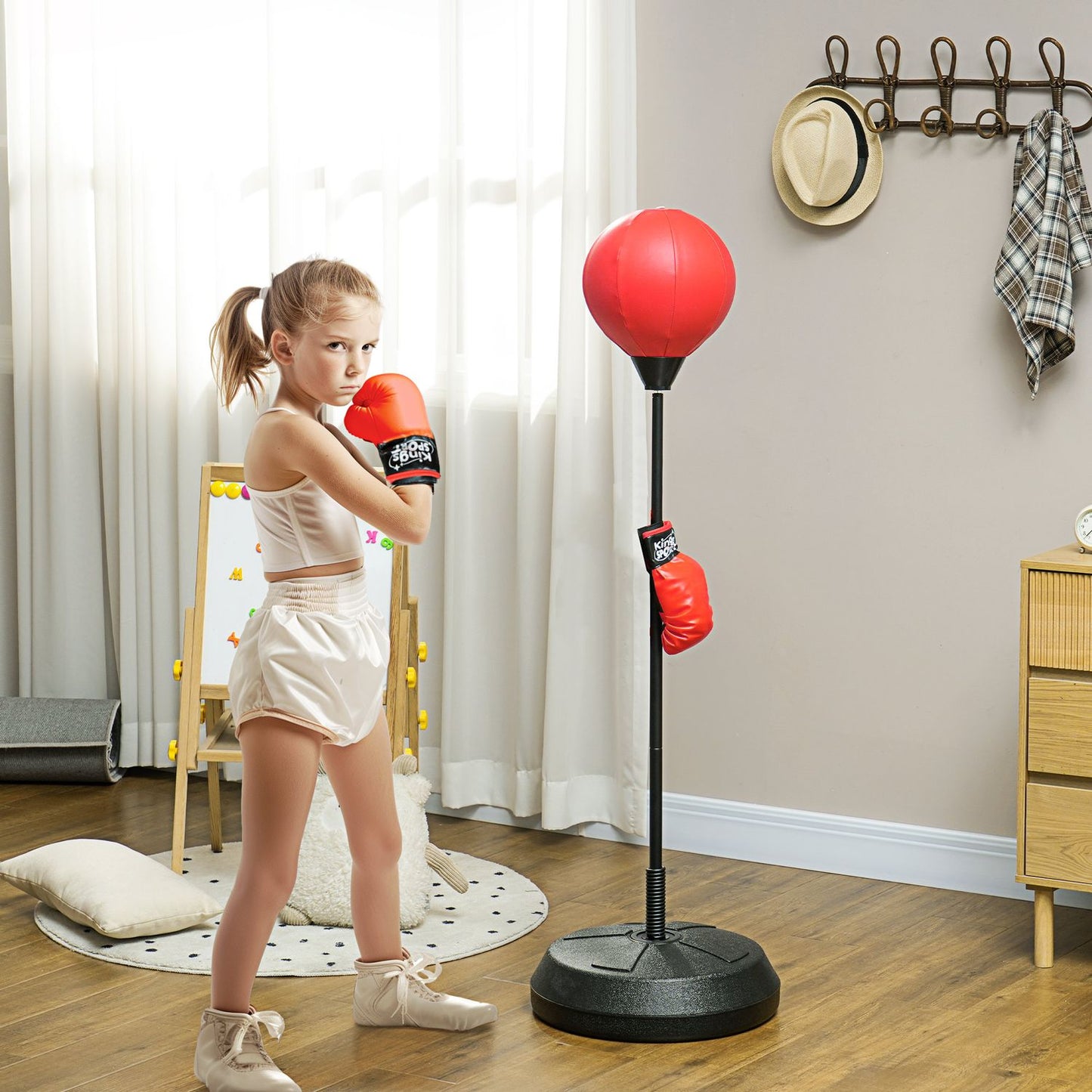 Adjustable children's boxing set with gloves, 122.5-147 cm