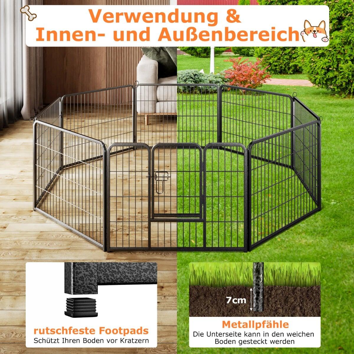 Puppy Playpen, 60cm High, 8-Panel Foldable Metal Fence