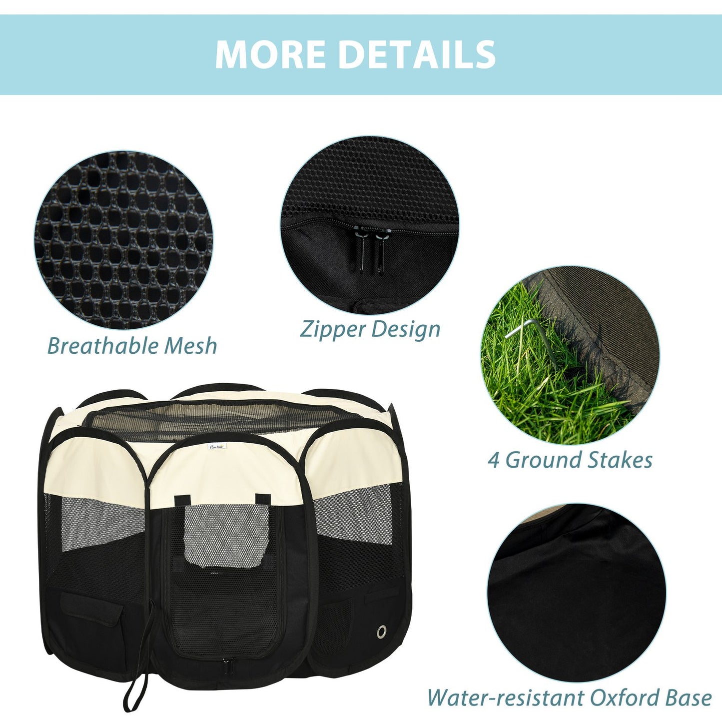Collapsible puppy playpen - Waterproof outdoor enclosure 92x92x58cm