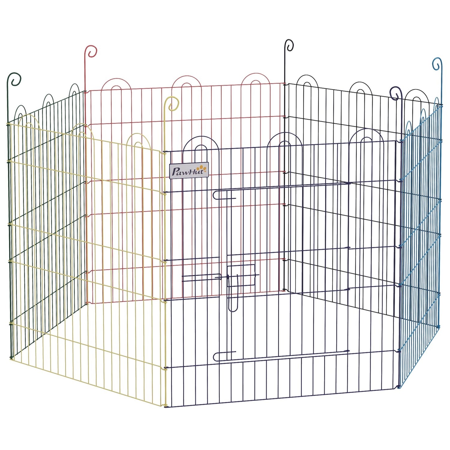 Colorful metal puppy playpen with door, 6-part 60 cm fence