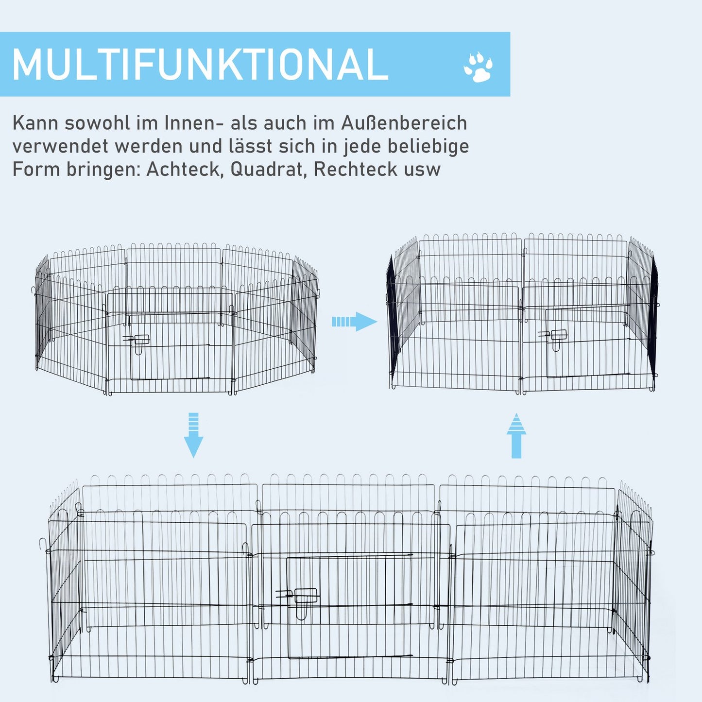Puppy Playpen, Flexible Outdoor Pet Fence, 5 Sizes