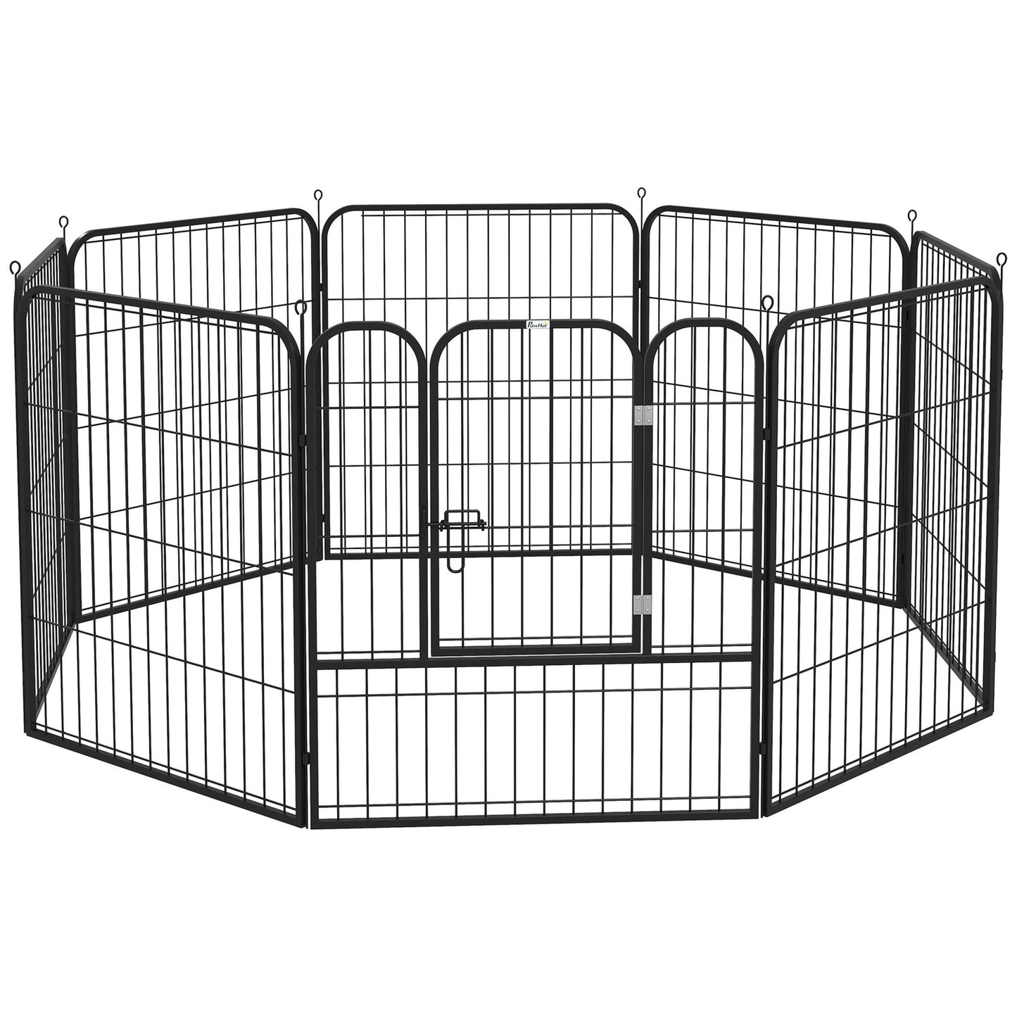 Metal puppy enclosure with door, customizable, black, 79x79 cm