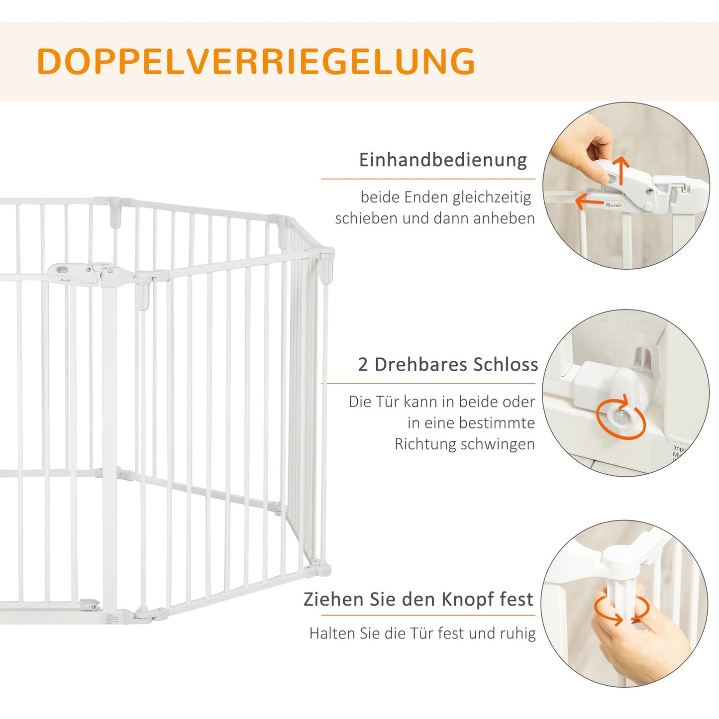 Outdoor Dog Playpen with Door - Collapsible, 8 Panels, White