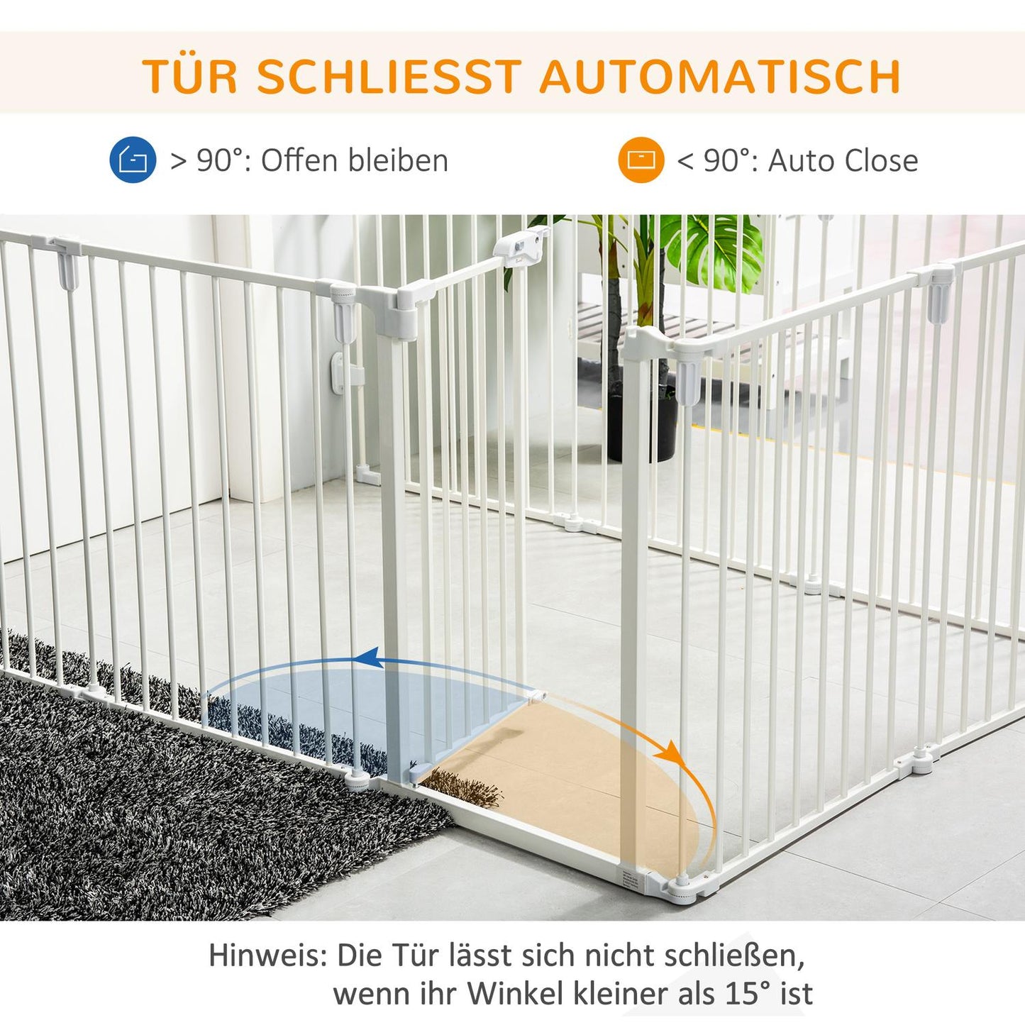Outdoor Dog Playpen with Door - Collapsible, 8 Panels, White