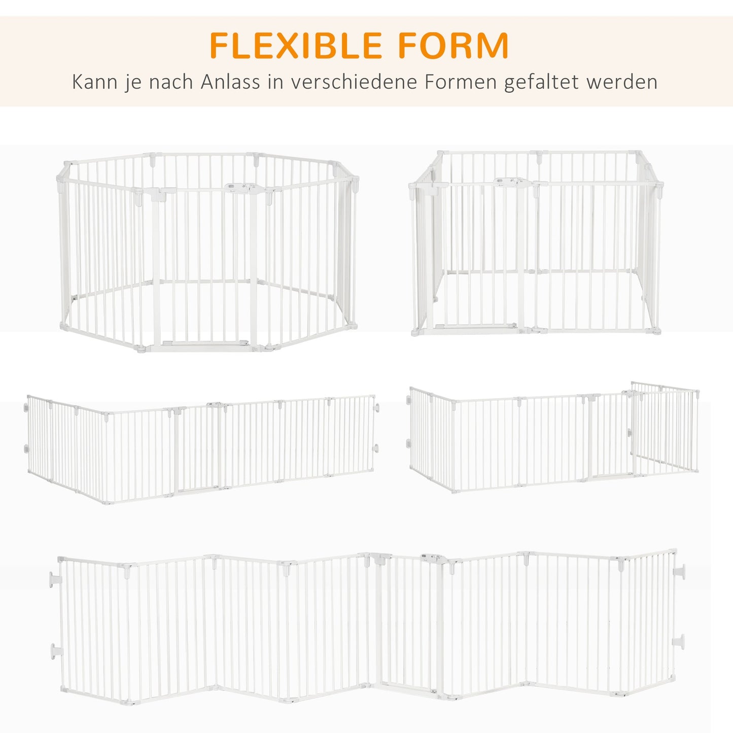 Outdoor Dog Playpen with Door - Collapsible, 8 Panels, White