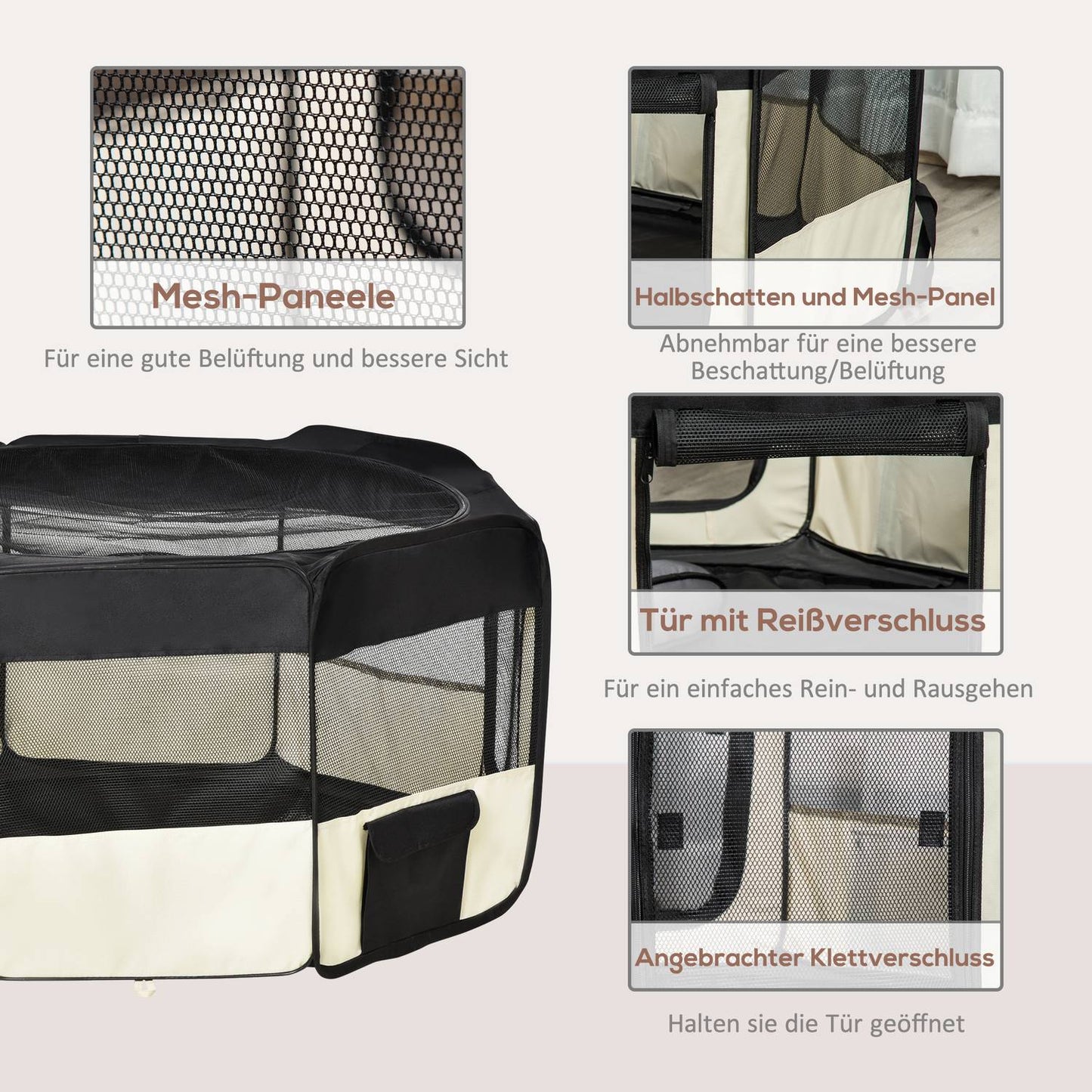 Puppy pen, Fence for outdoor use, 120 cm diameter, durable Oxford fabric