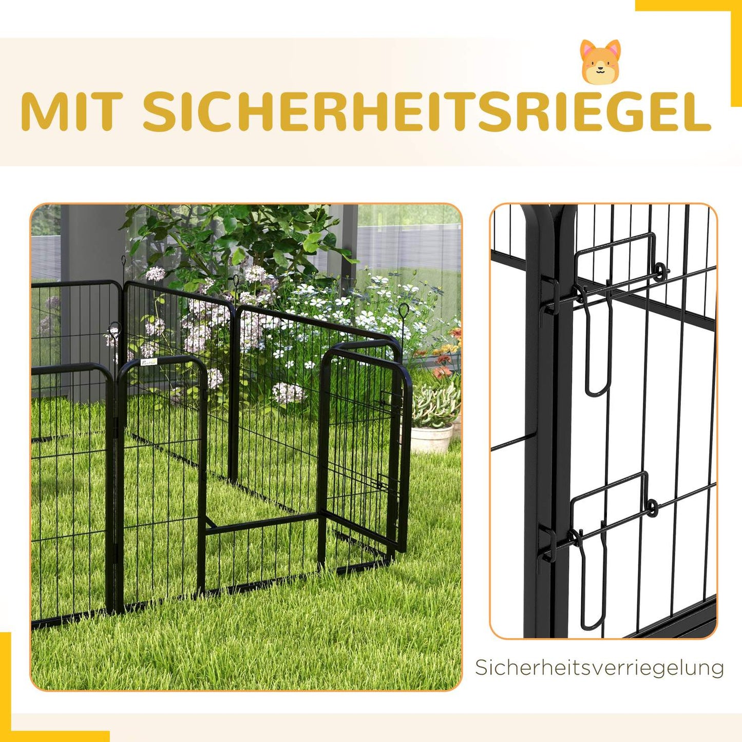 Puppy playpen Outdoor enclosure - 8 panels, door, 60x80 cm