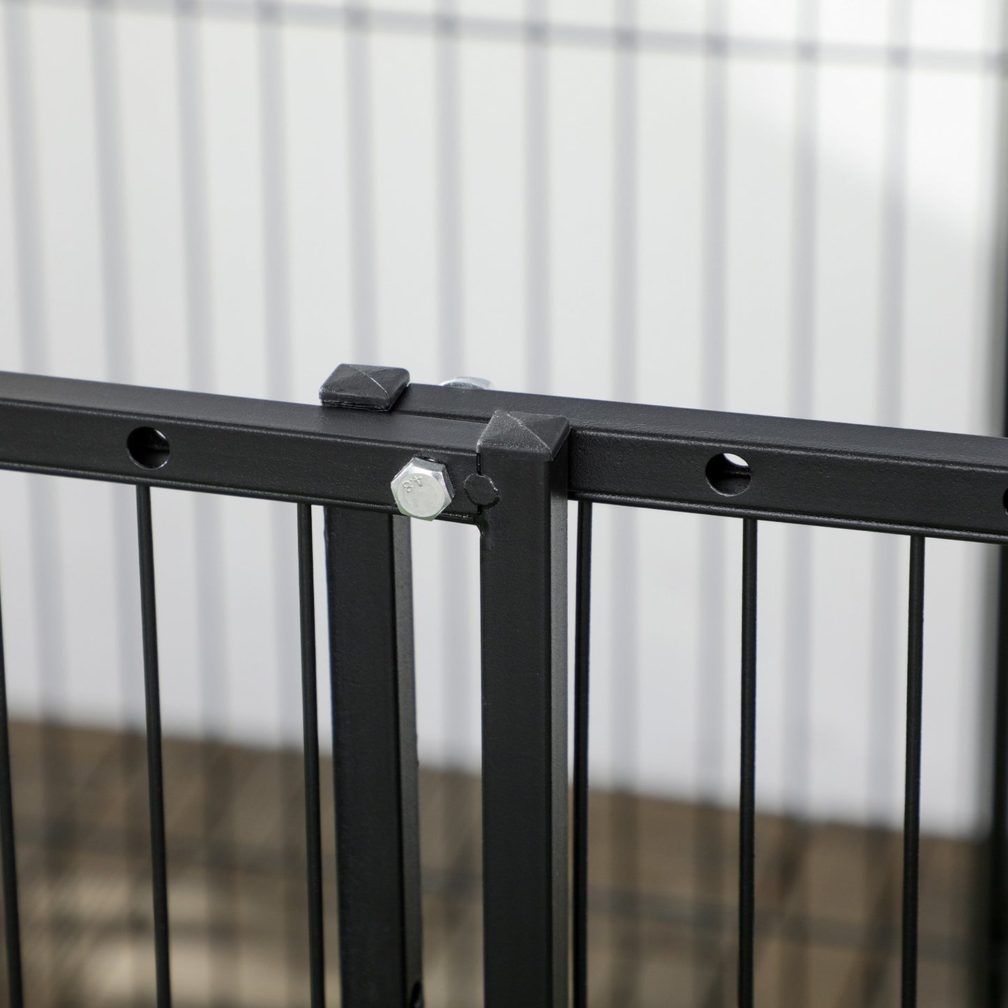 Puppy playpen with door, 6 panels, indoor/outdoor steel