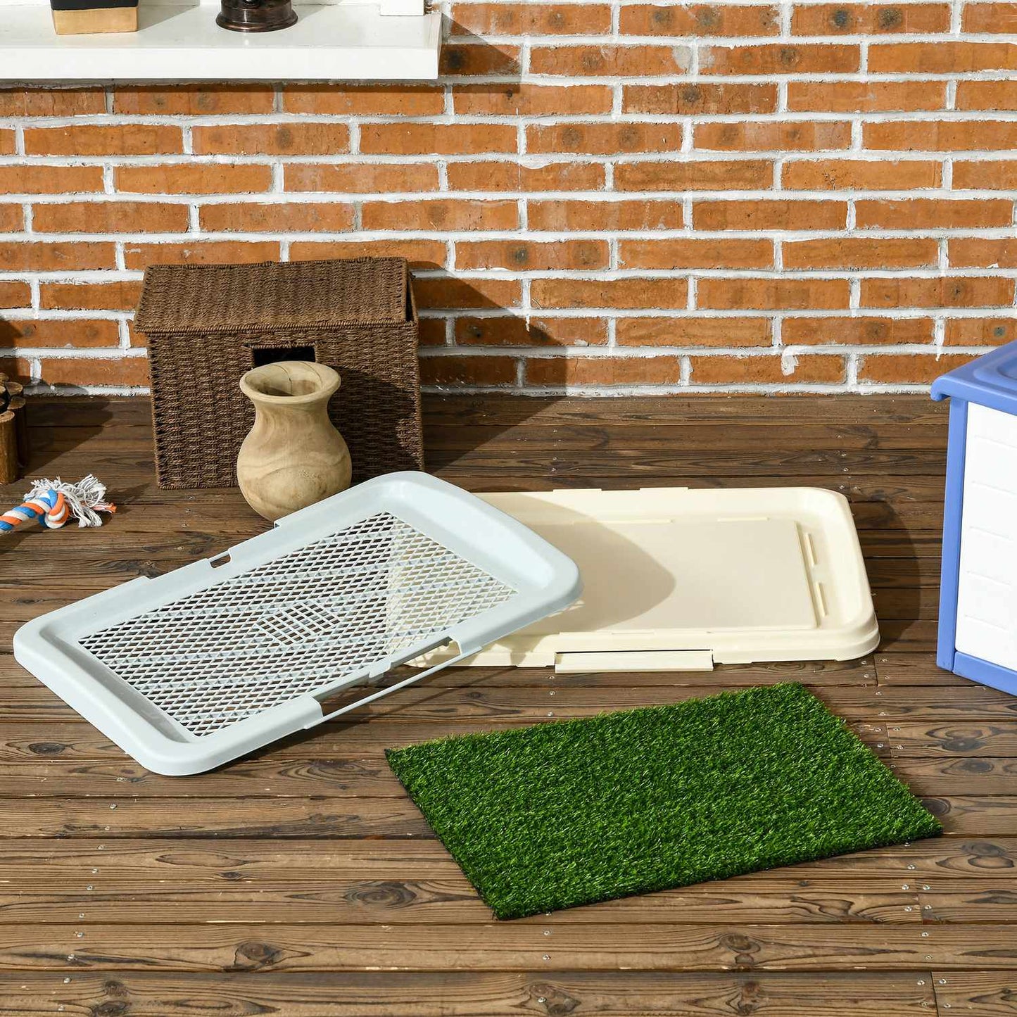 Artificial grass dog toilet, blue, 63x48.5 cm