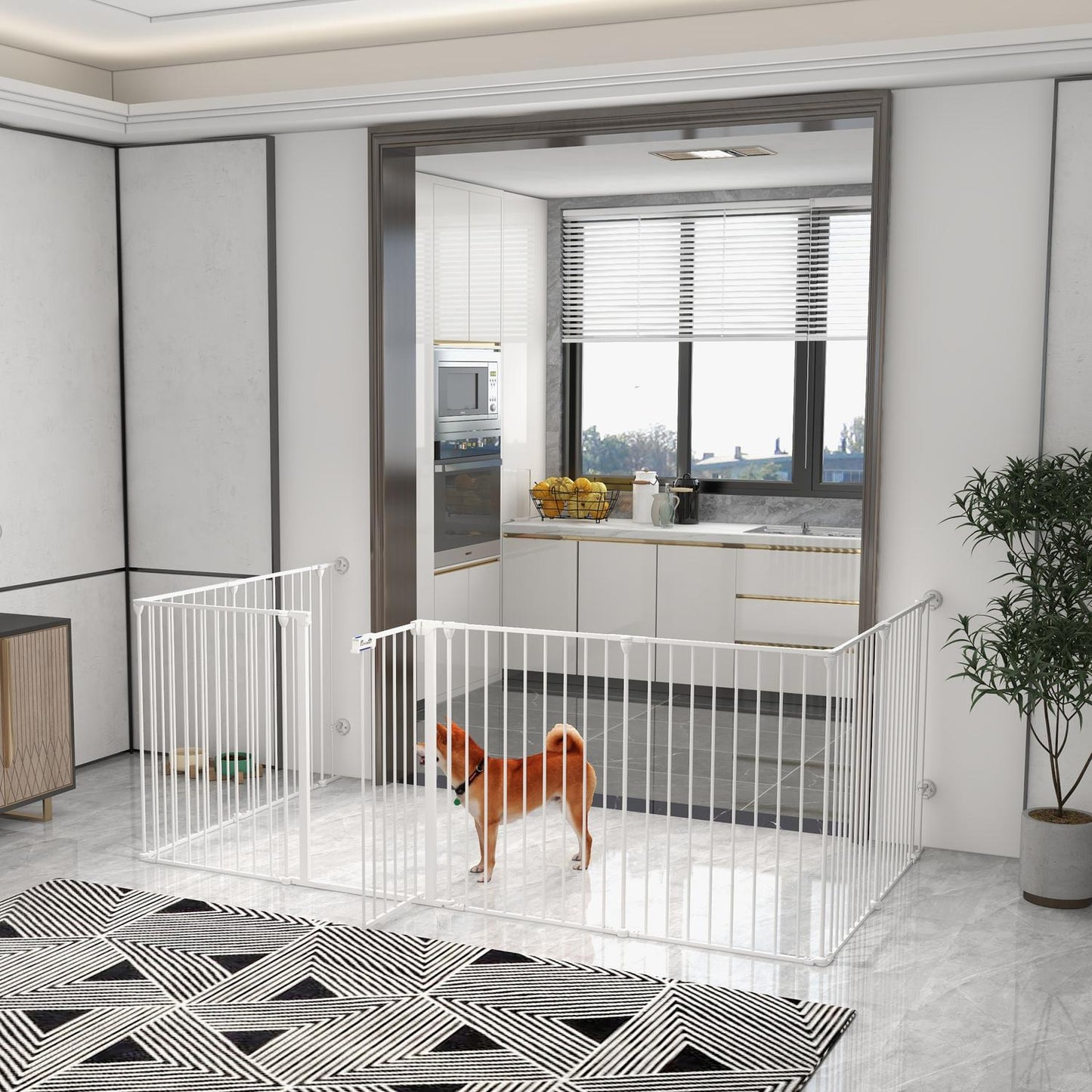 Dog playpen, 90 cm high, collapsible 8-panel outdoor enclosure