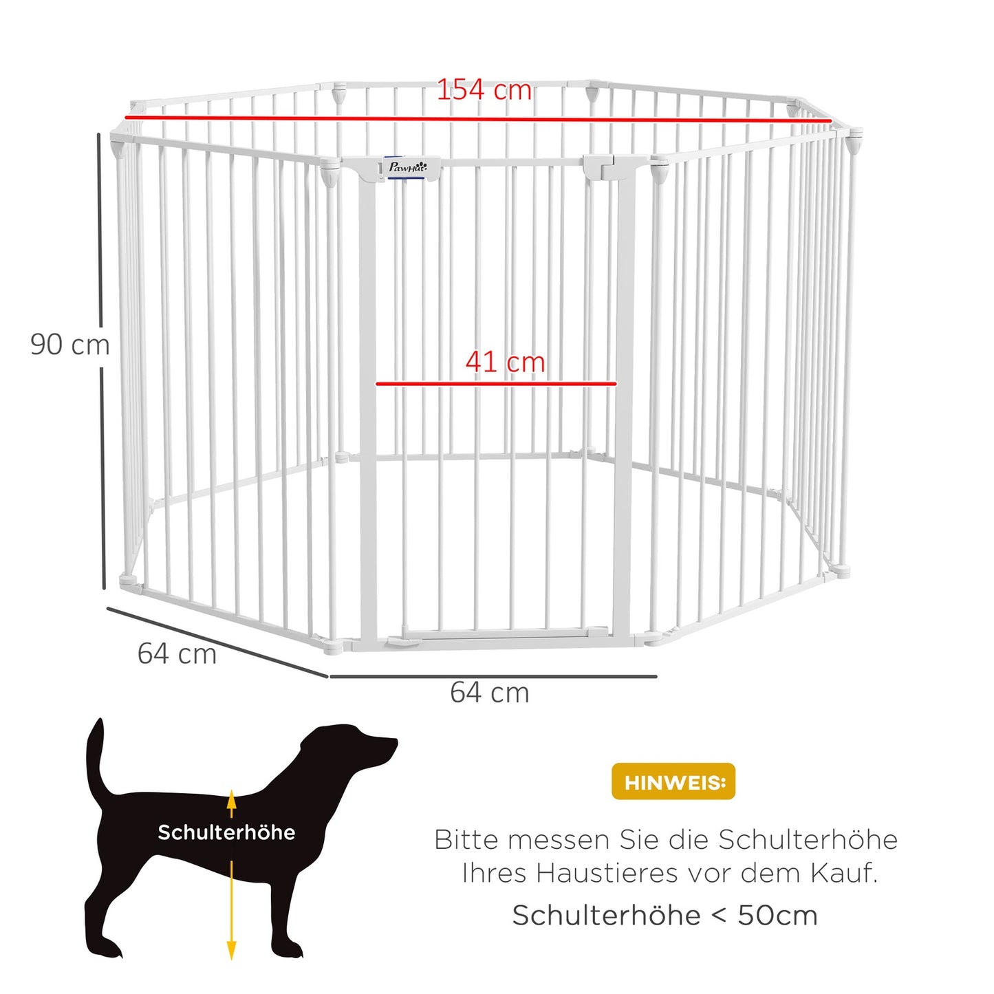 Dog playpen, 90 cm high, collapsible 8-panel outdoor enclosure
