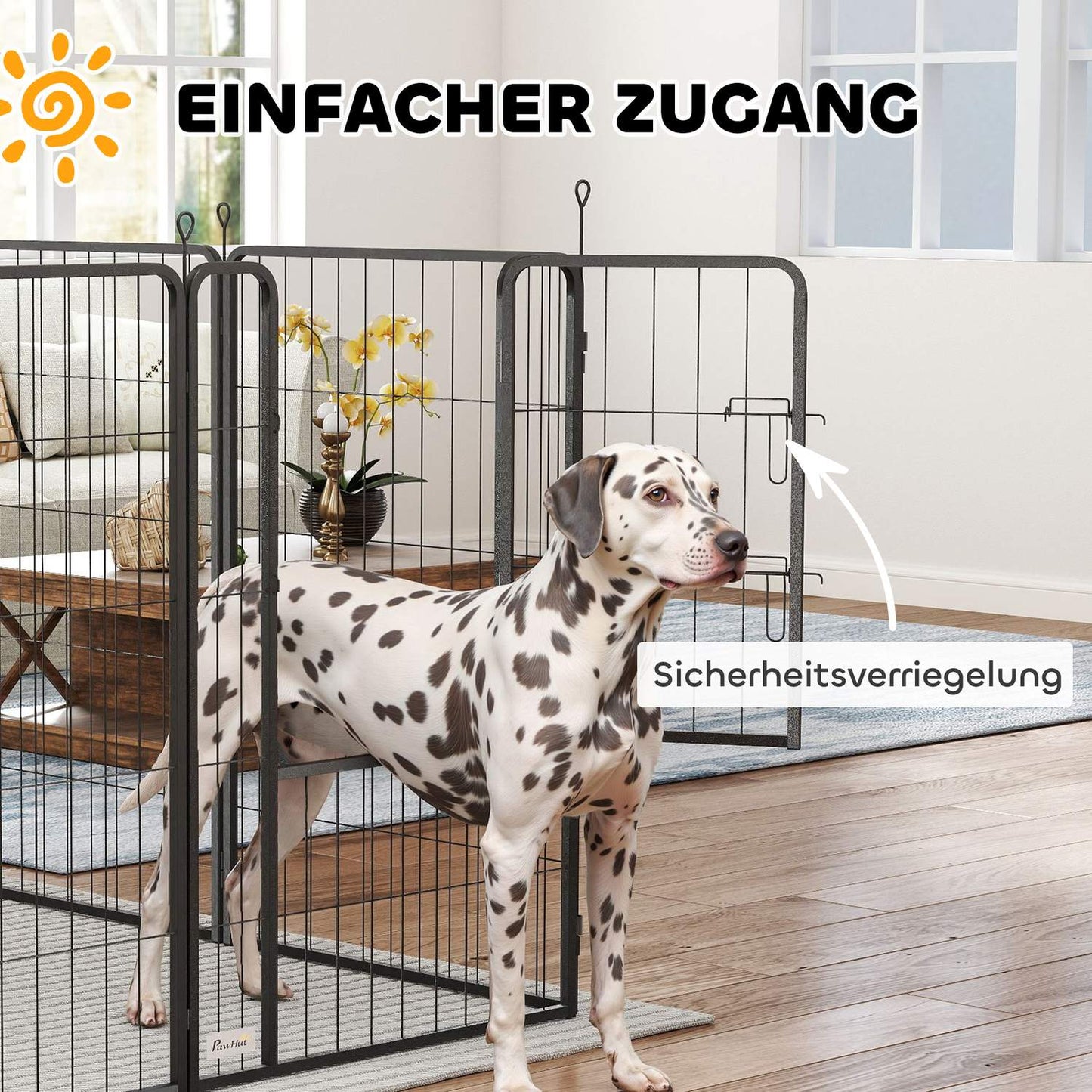 Outdoor puppy playpen, 12 panels, collapsible with door
