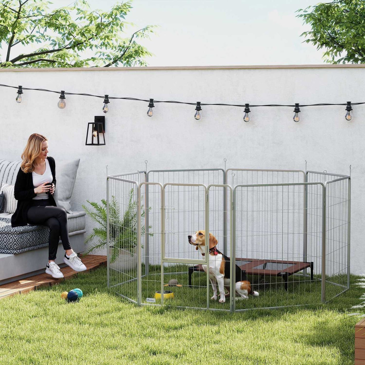 Dog playpen, Outdoor steel cabinet with door, 8-piece