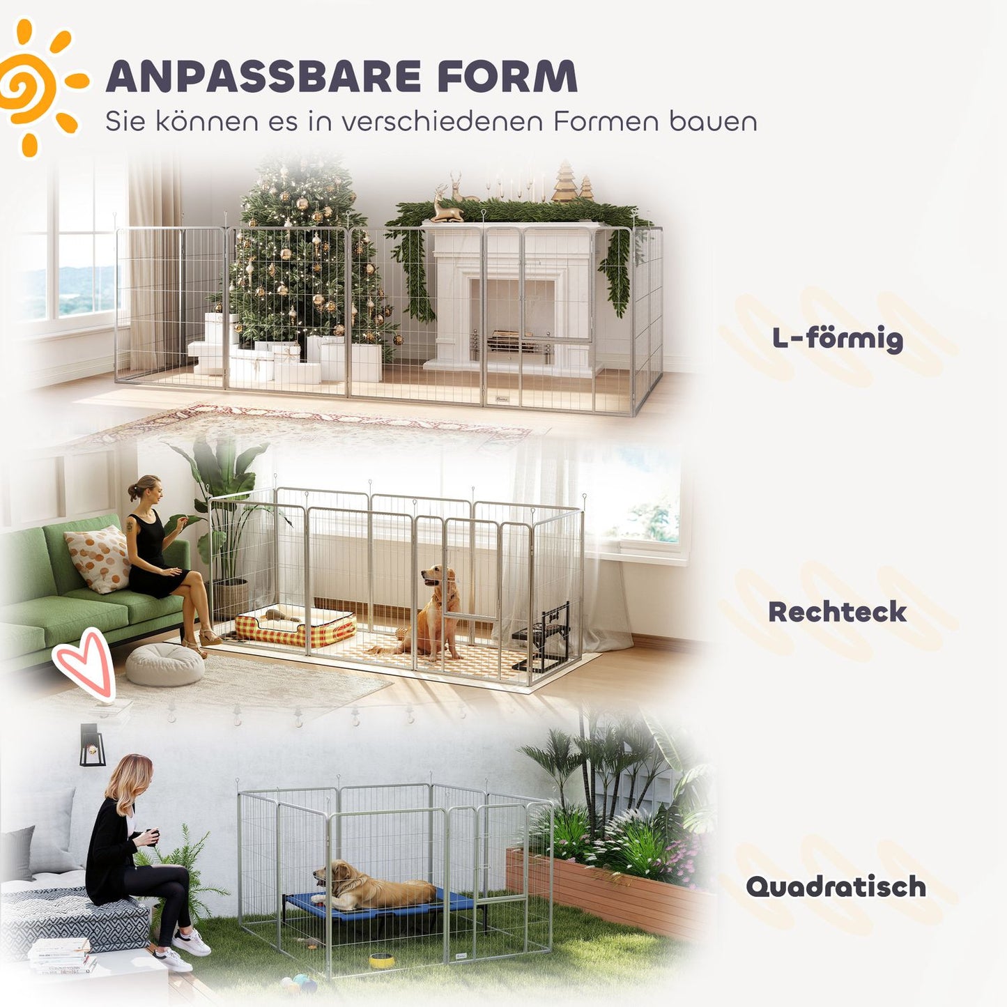 Dog playpen, Outdoor steel cabinet with door, 8-piece