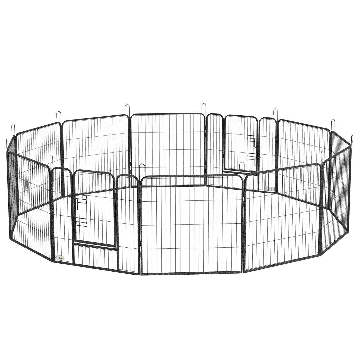 Puppy playpen, 80 cm steel, 12-part, 2 doors, grey