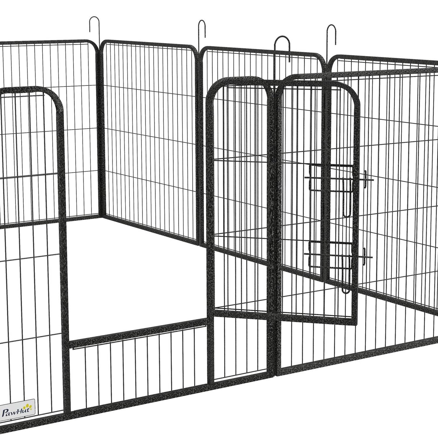 Puppy playpen, 80 cm steel, 12-part, 2 doors, grey