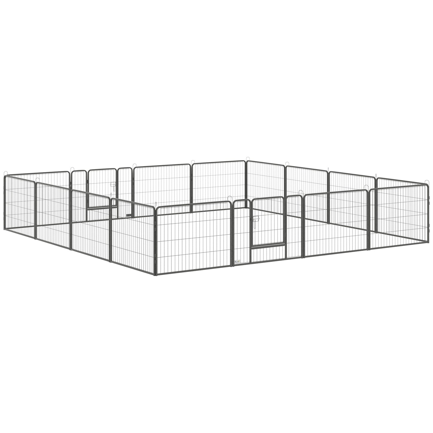 Outdoor puppy cage, steel, 16 segments, 2 doors, 60 cm high