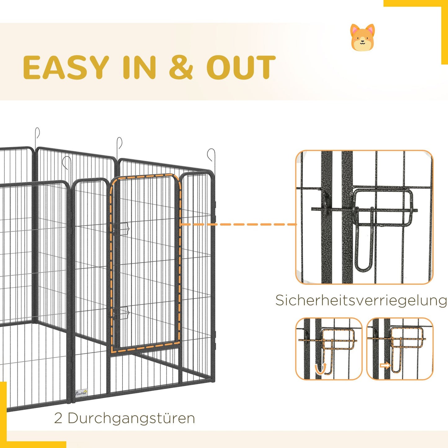 Outdoor Puppy Kennel - Steel enclosure with double doors