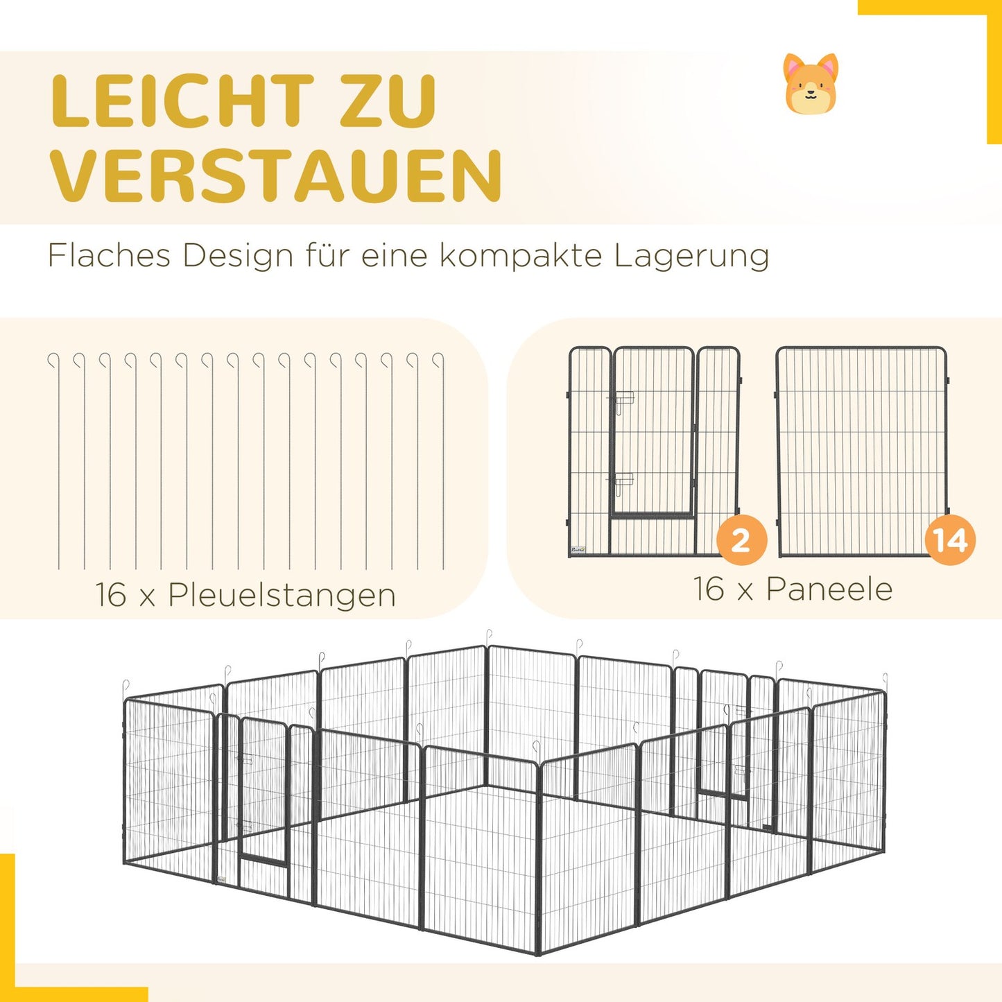 Outdoor Puppy Kennel - Steel enclosure with double doors