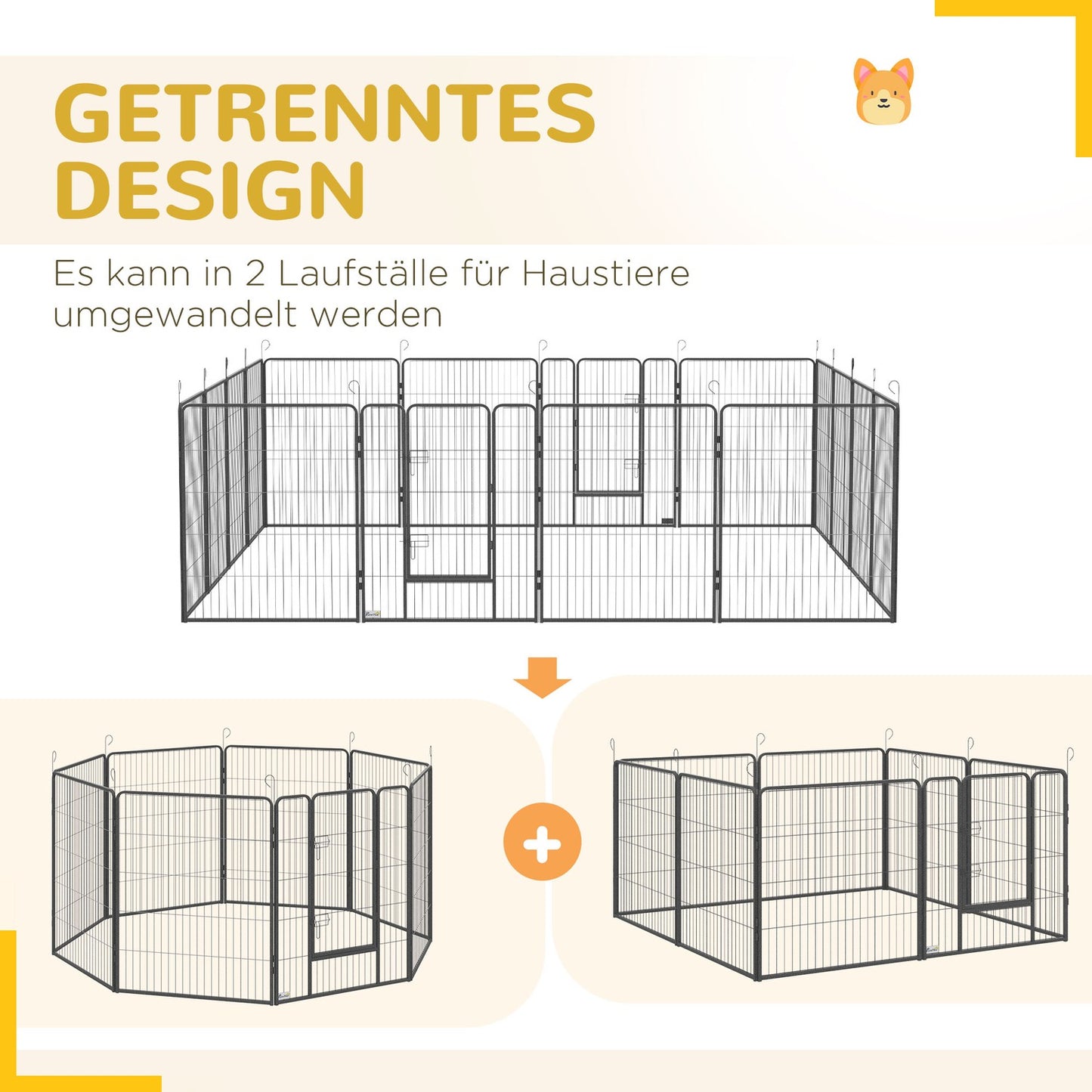 Outdoor Puppy Kennel - Steel enclosure with double doors
