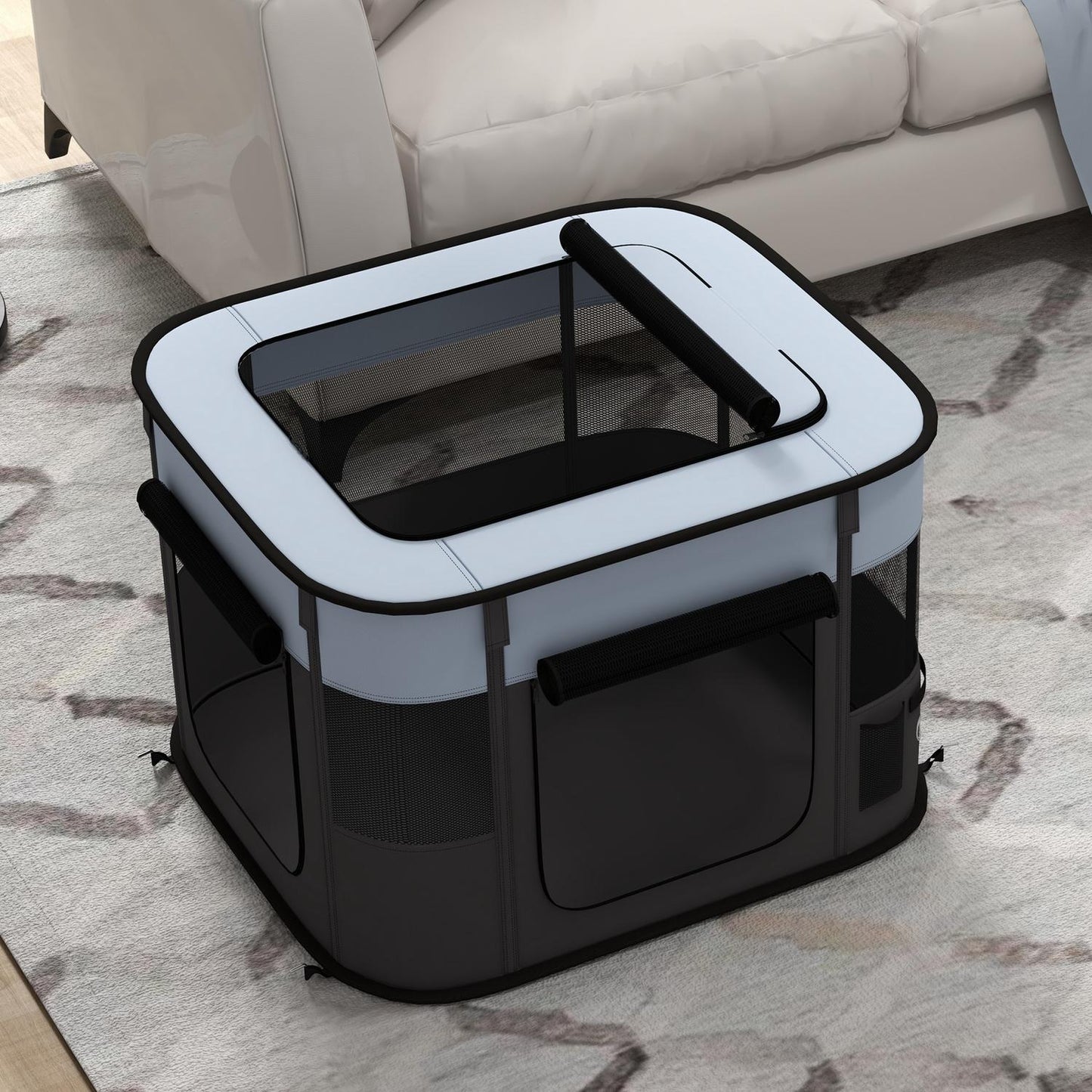 Collapsible puppy playpen with doors for small dogs, indoor/outdoor