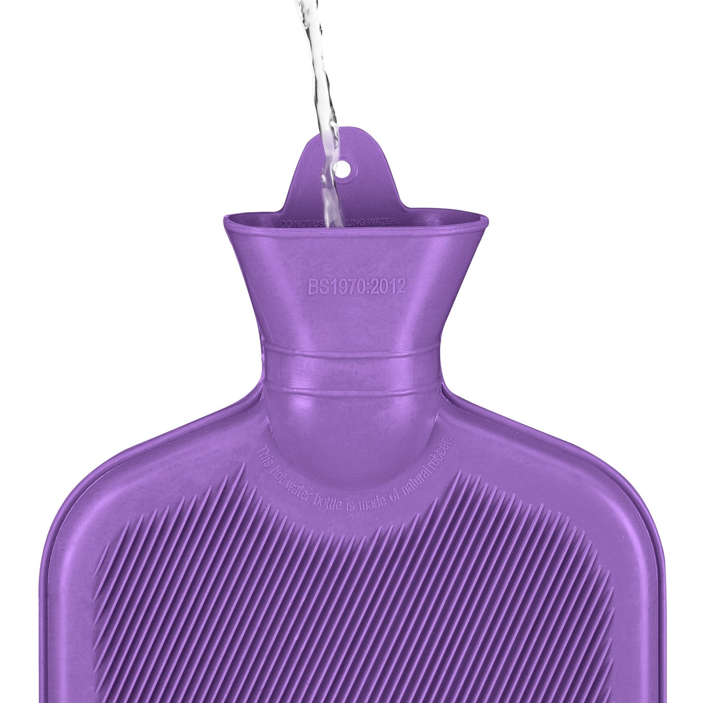 Purple Hot Water Bottle 2L, Leak-Proof, Pain Relief