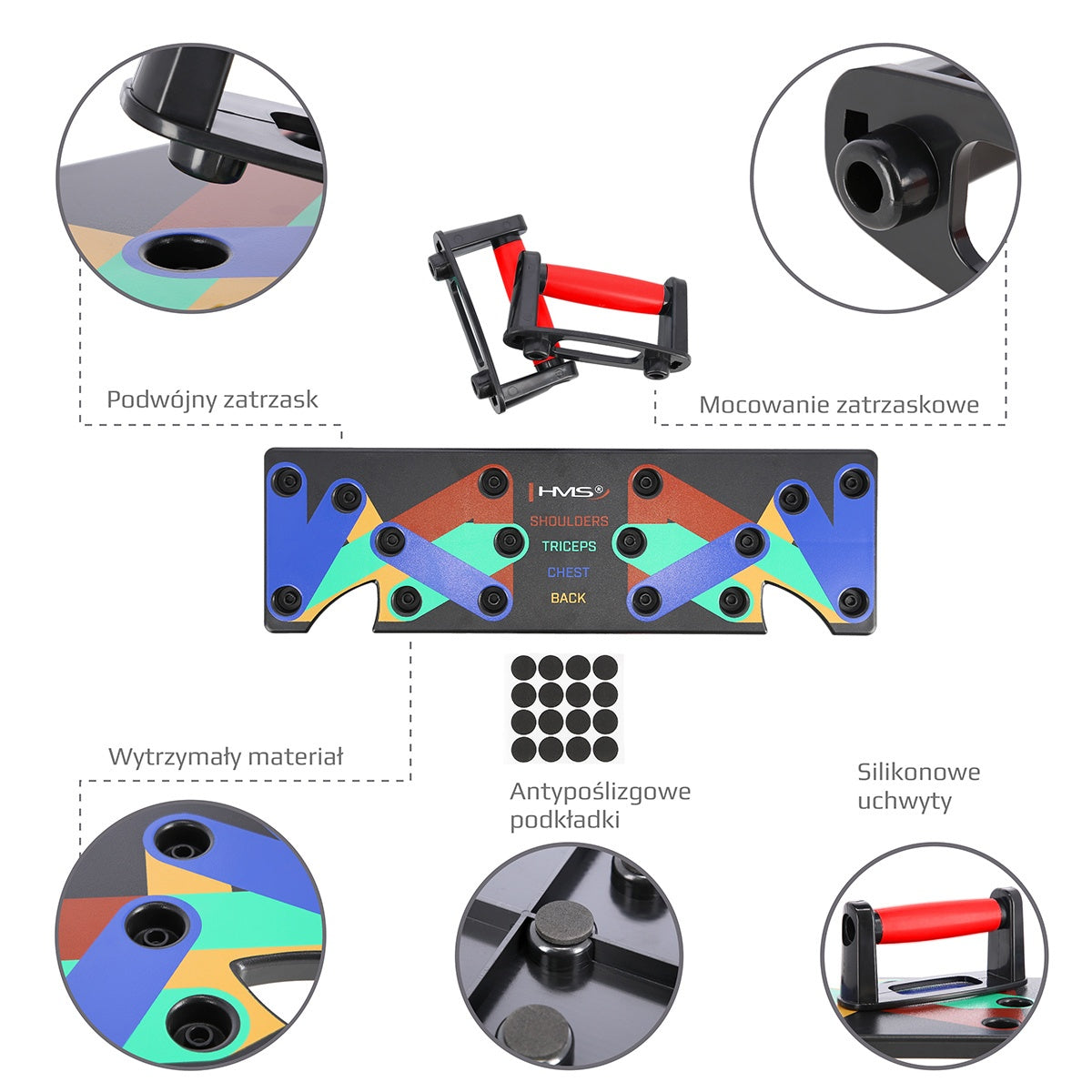 Push Up Board, Red Multi-Position Fitness Tool