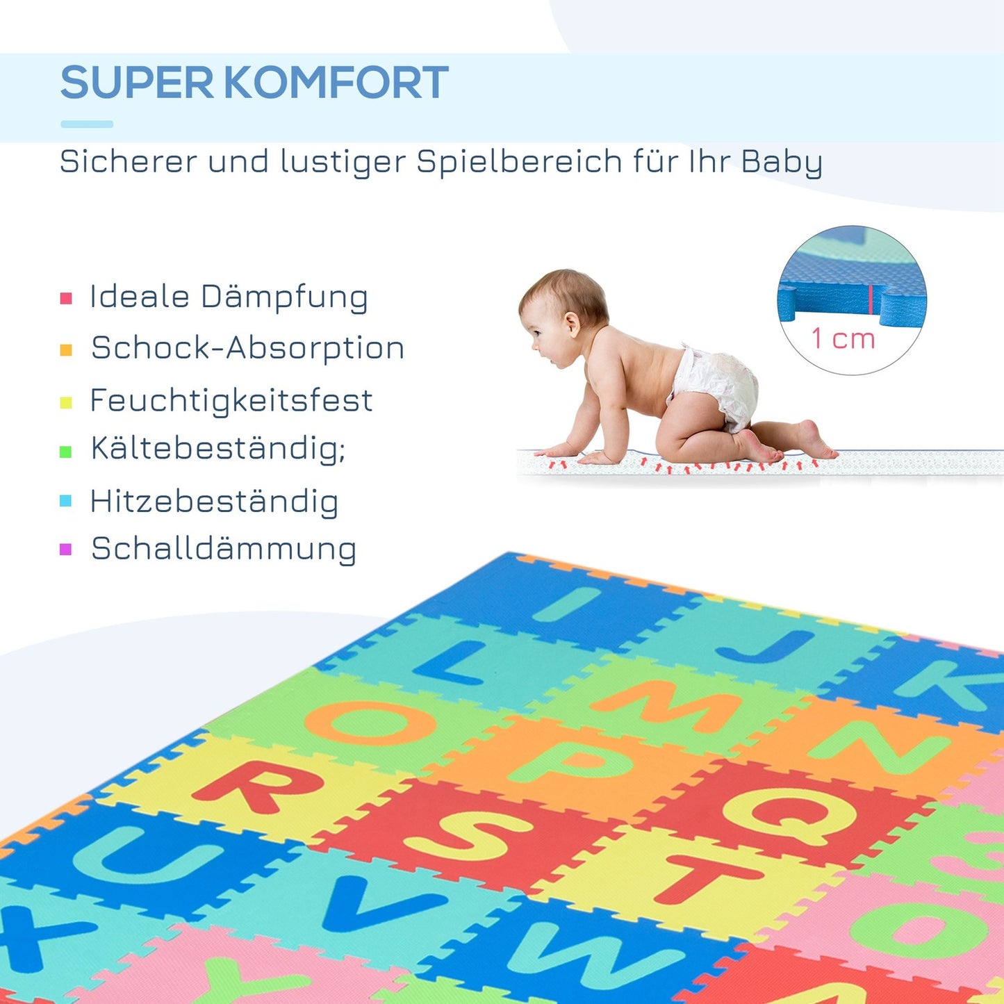 Play mat for children, EVA foam, letters and numbers, 60 pcs