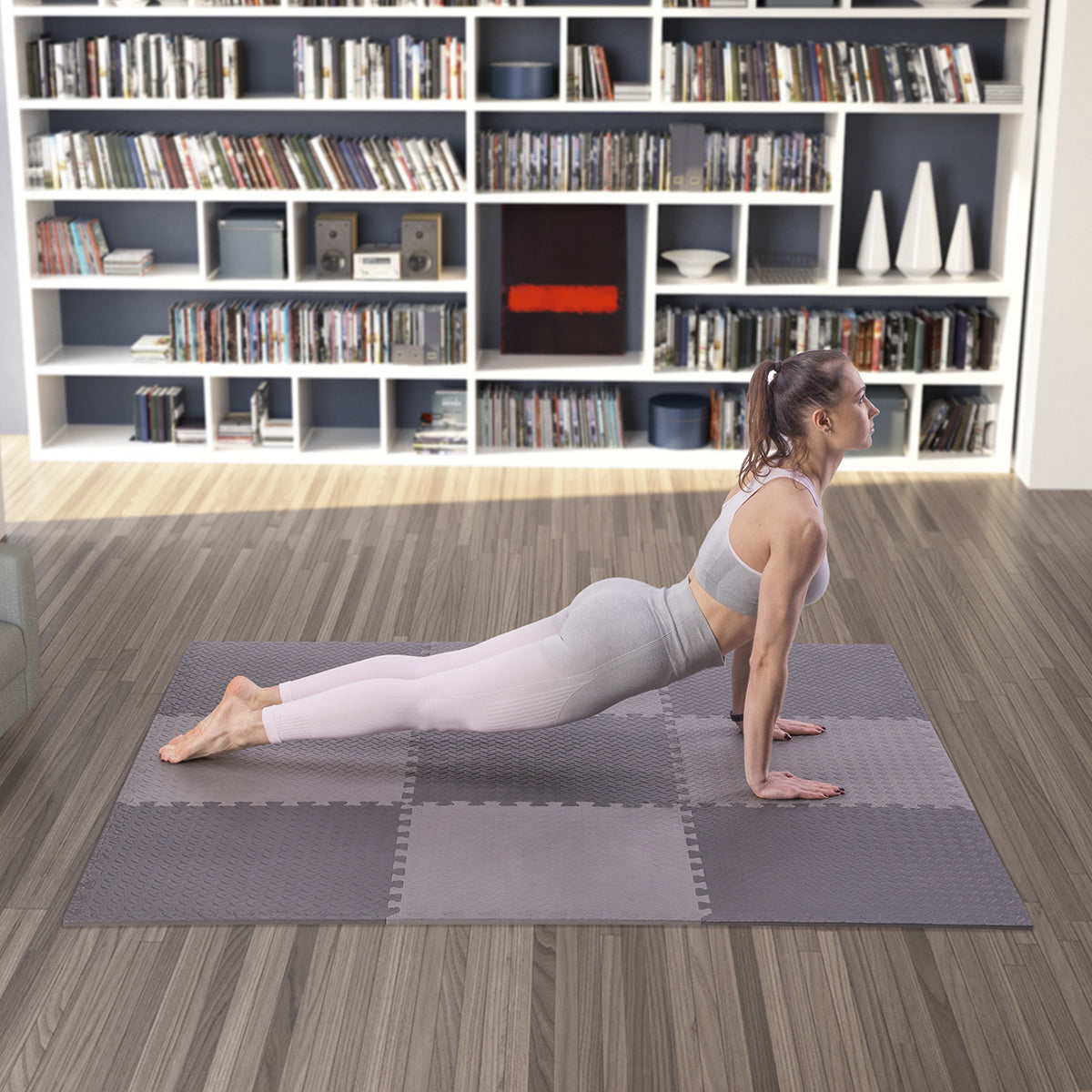 Puzzle Mat for Gym Equipment, Dark Gray, 9 Pieces