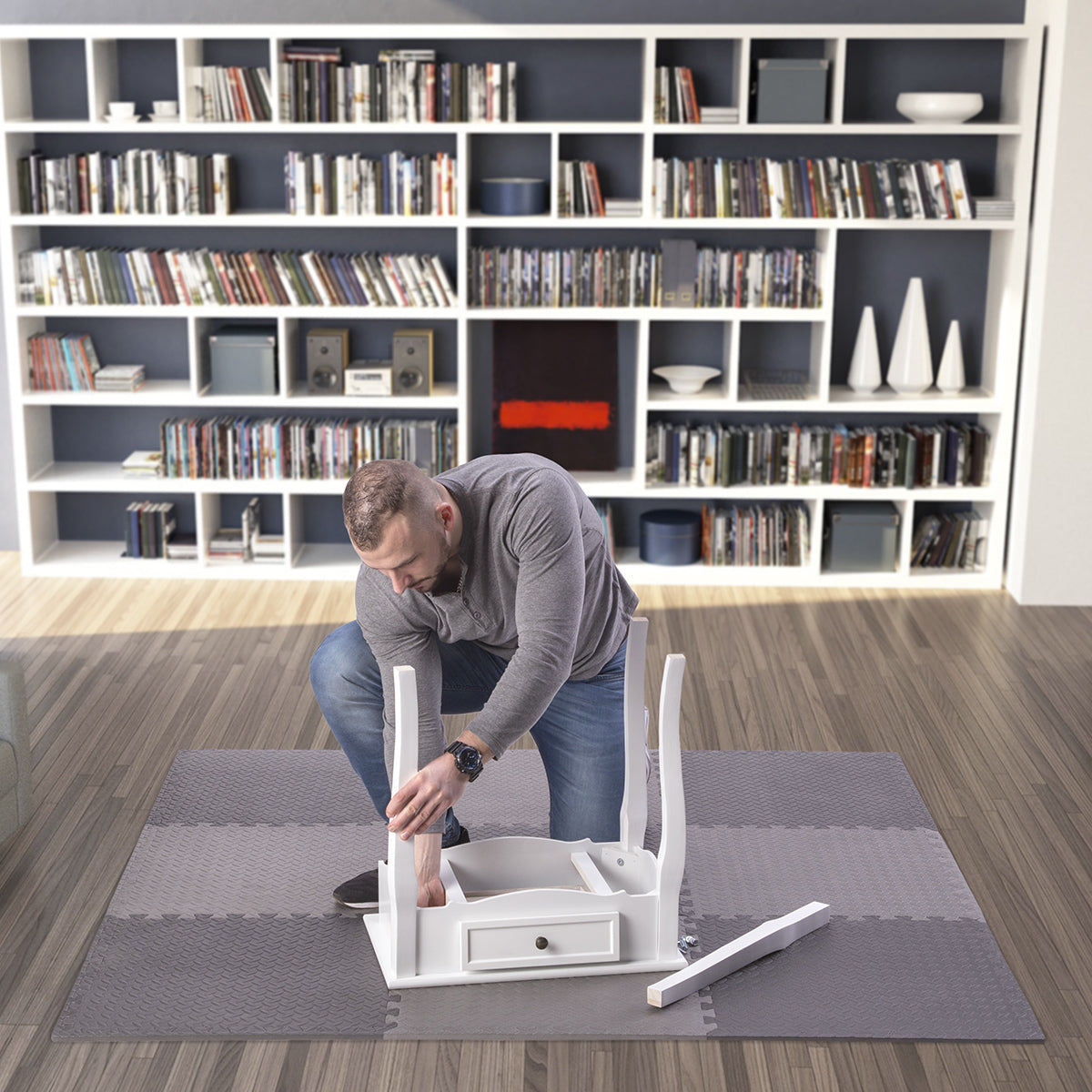 Puzzle Mat for Gym Equipment, Dark Gray, 9 Pieces