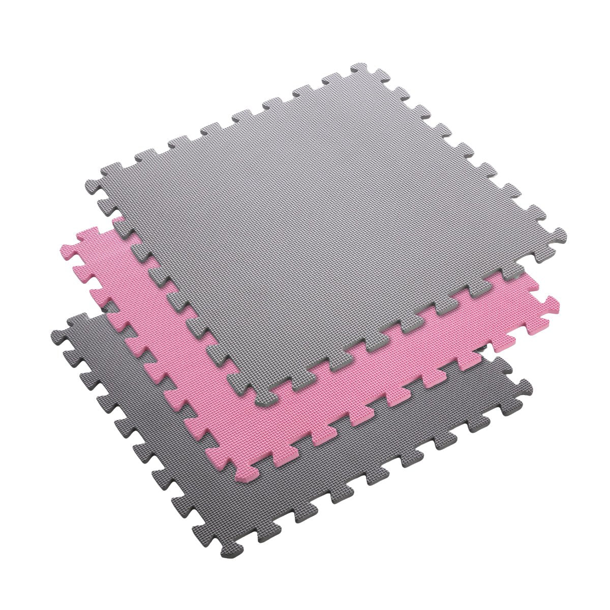 Puzzle Protective Mat, 60x60x1cm, 9-Piece Set, Gray/Pink