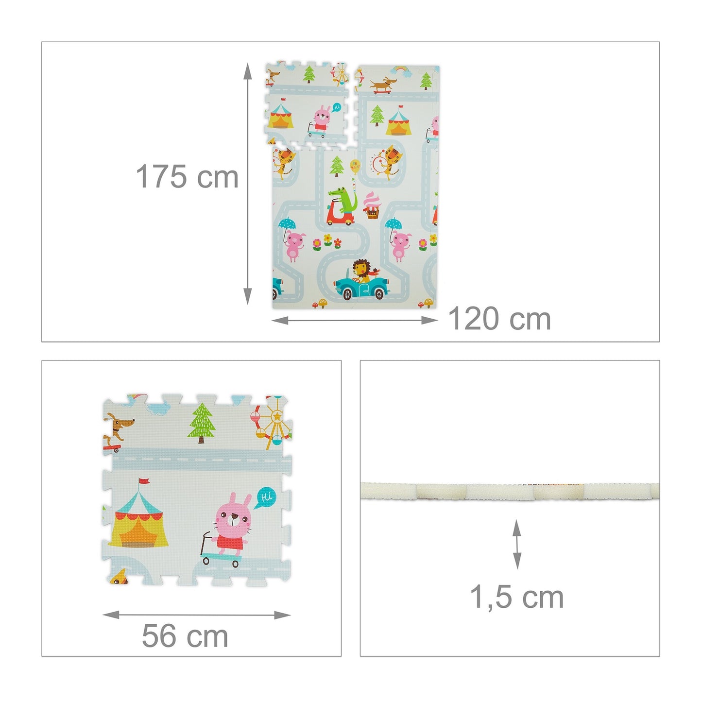 Puzzle mat duo: owl / elephant