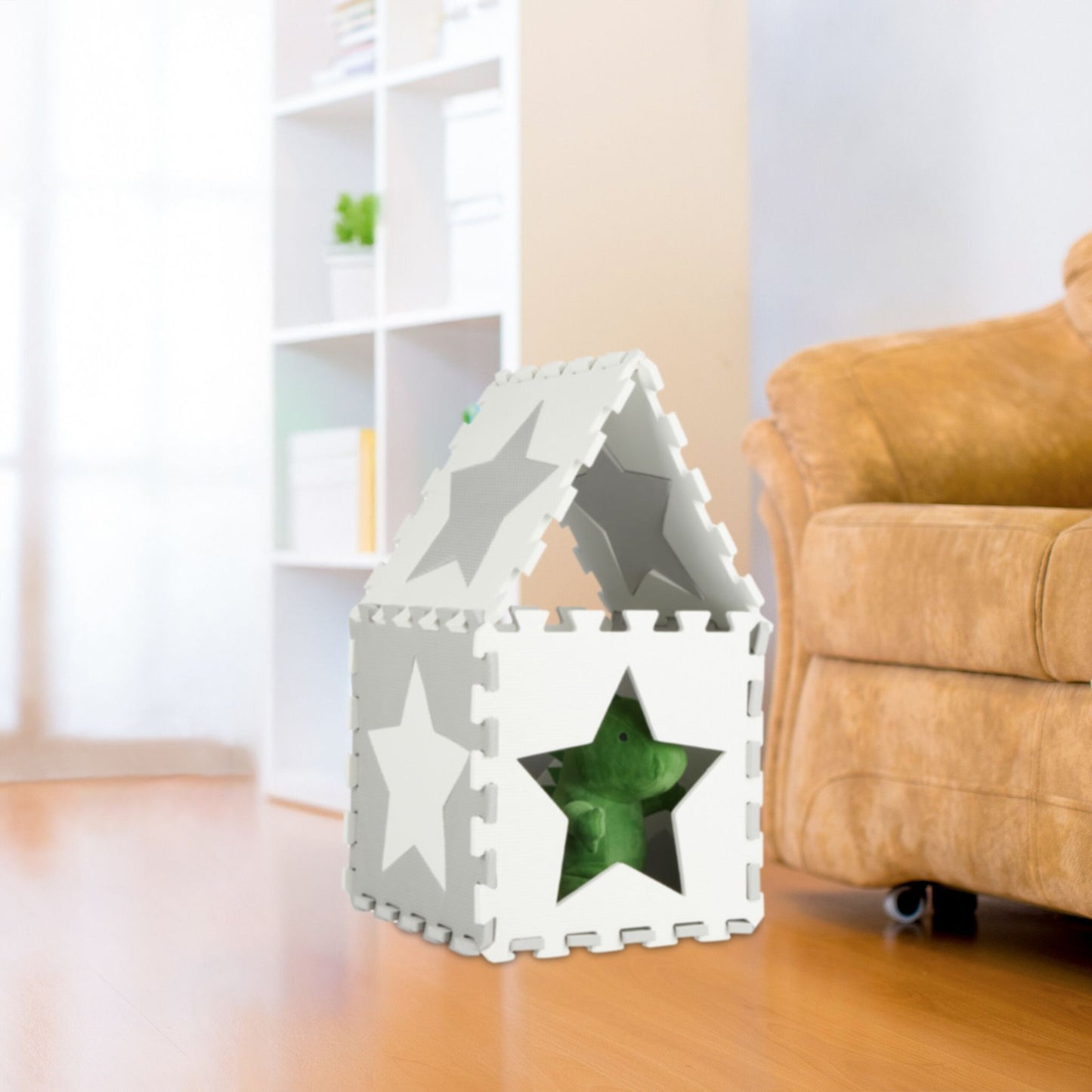 Puzzle mat stars light grey