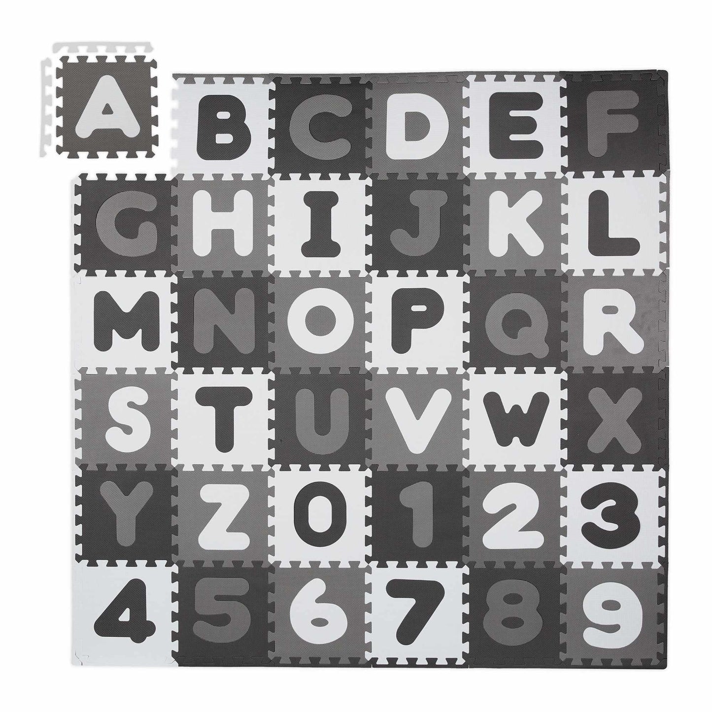 Puzzle mat with ABC and numbers
