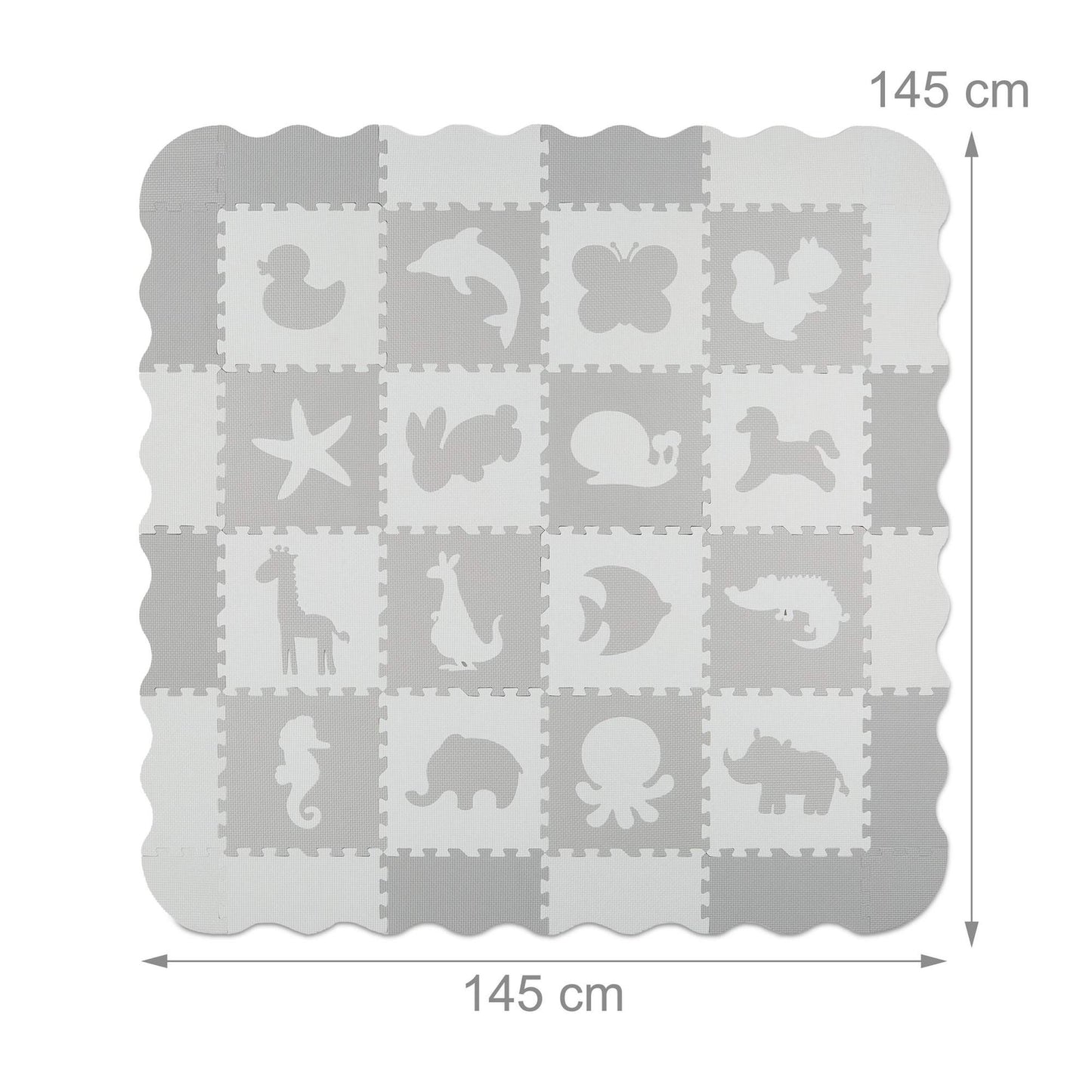 Puzzle mat with animal motifs