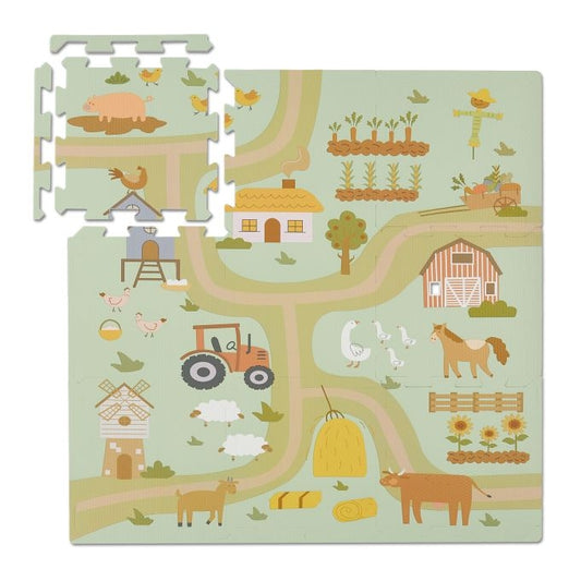 Puzzle mat with farmhouse