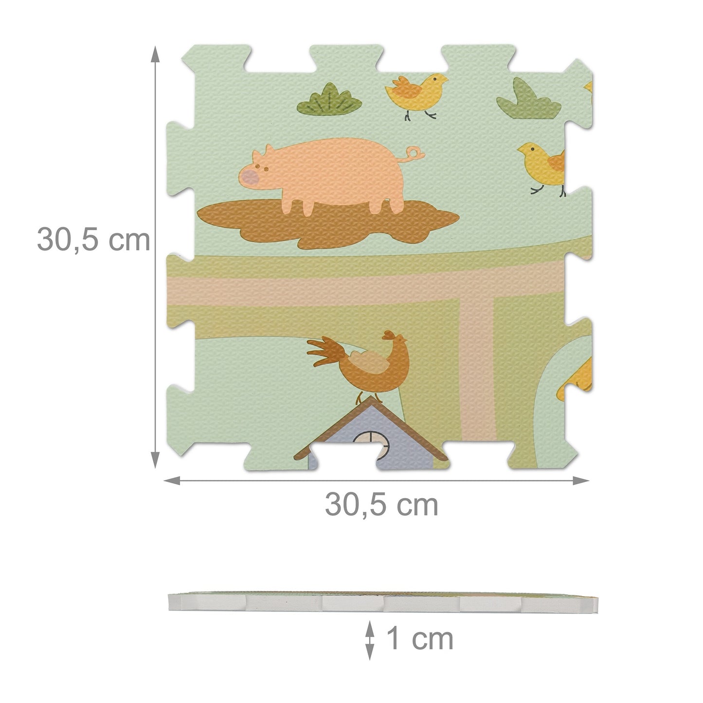 Puzzle mat with farmhouse