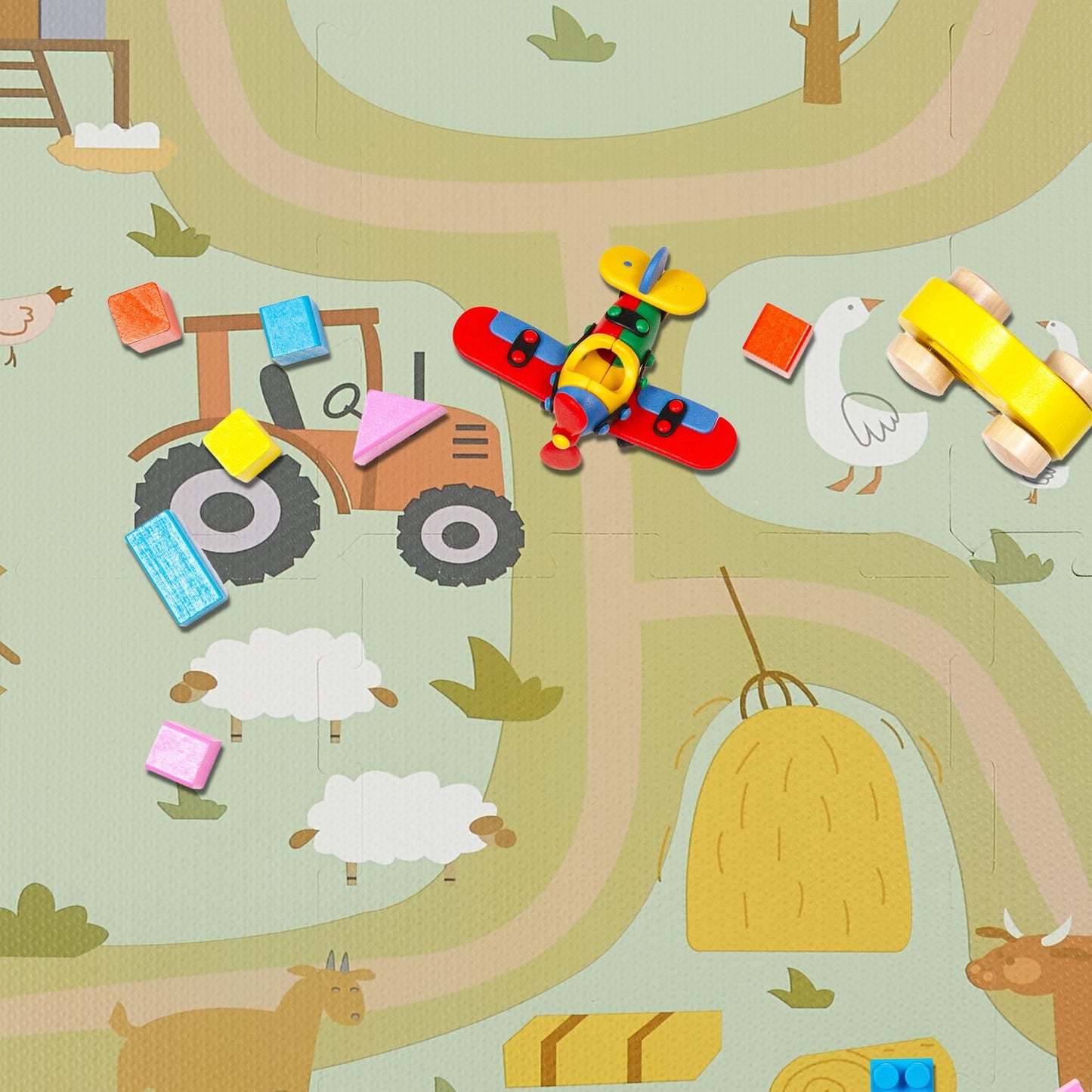 Puzzle mat with farmhouse