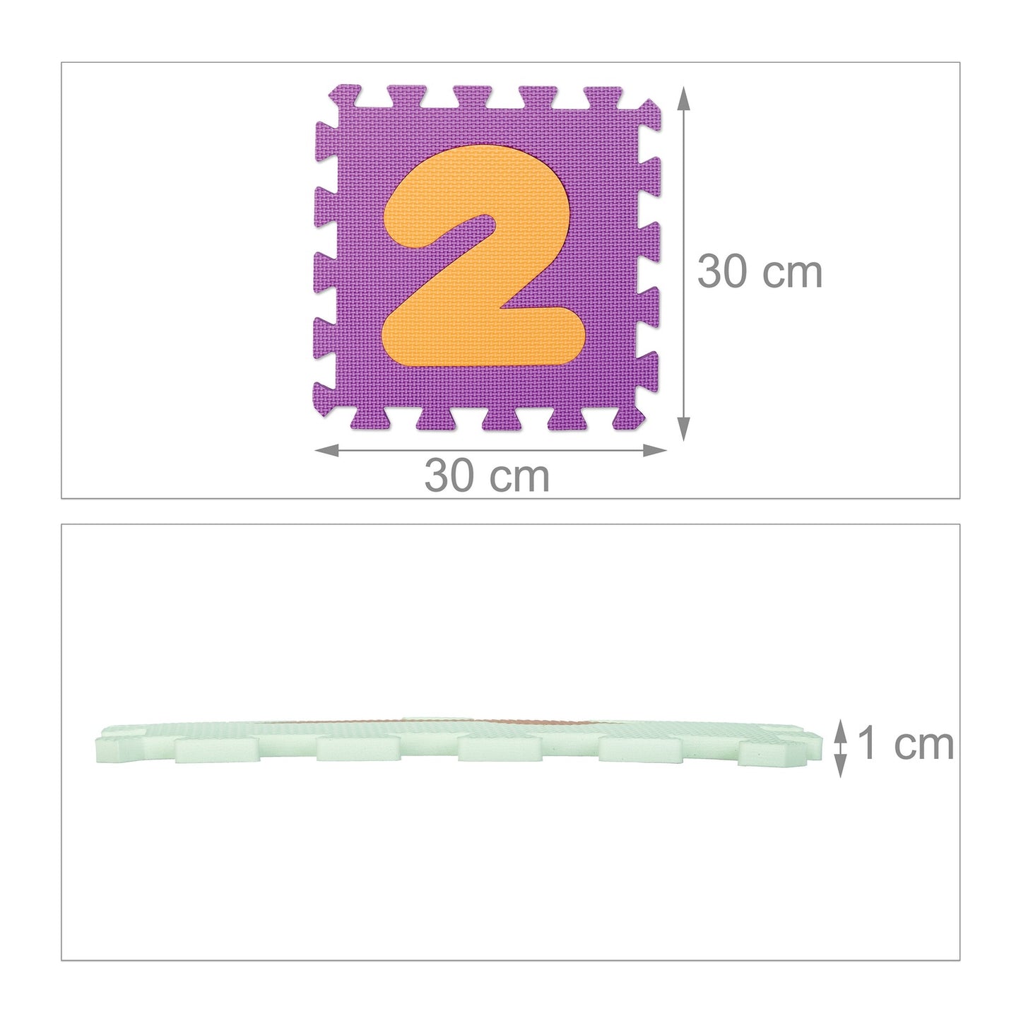 Puzzle mat with numbers and border