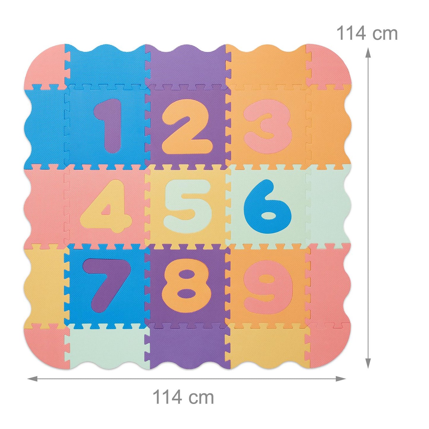 Puzzle mat with numbers and border