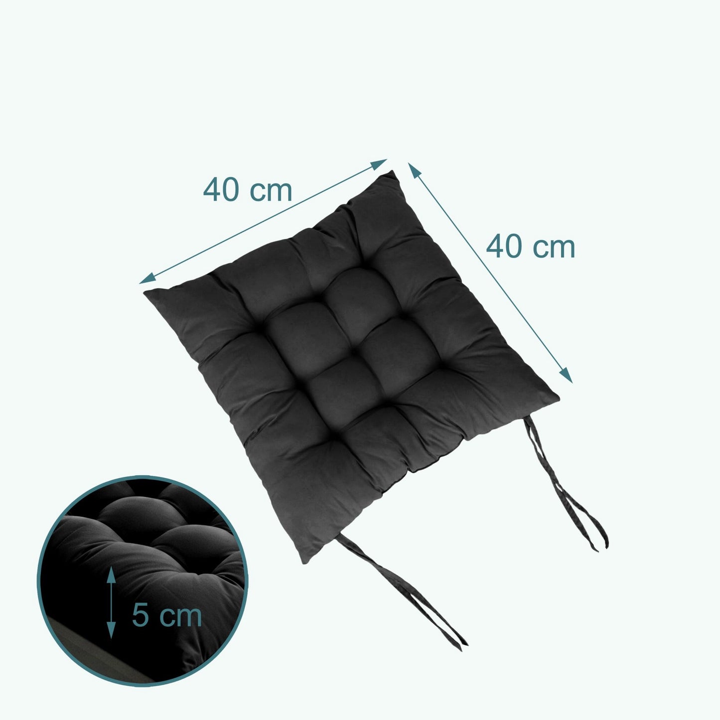 Quilted Chair Cushions with Ties, 4-Pack