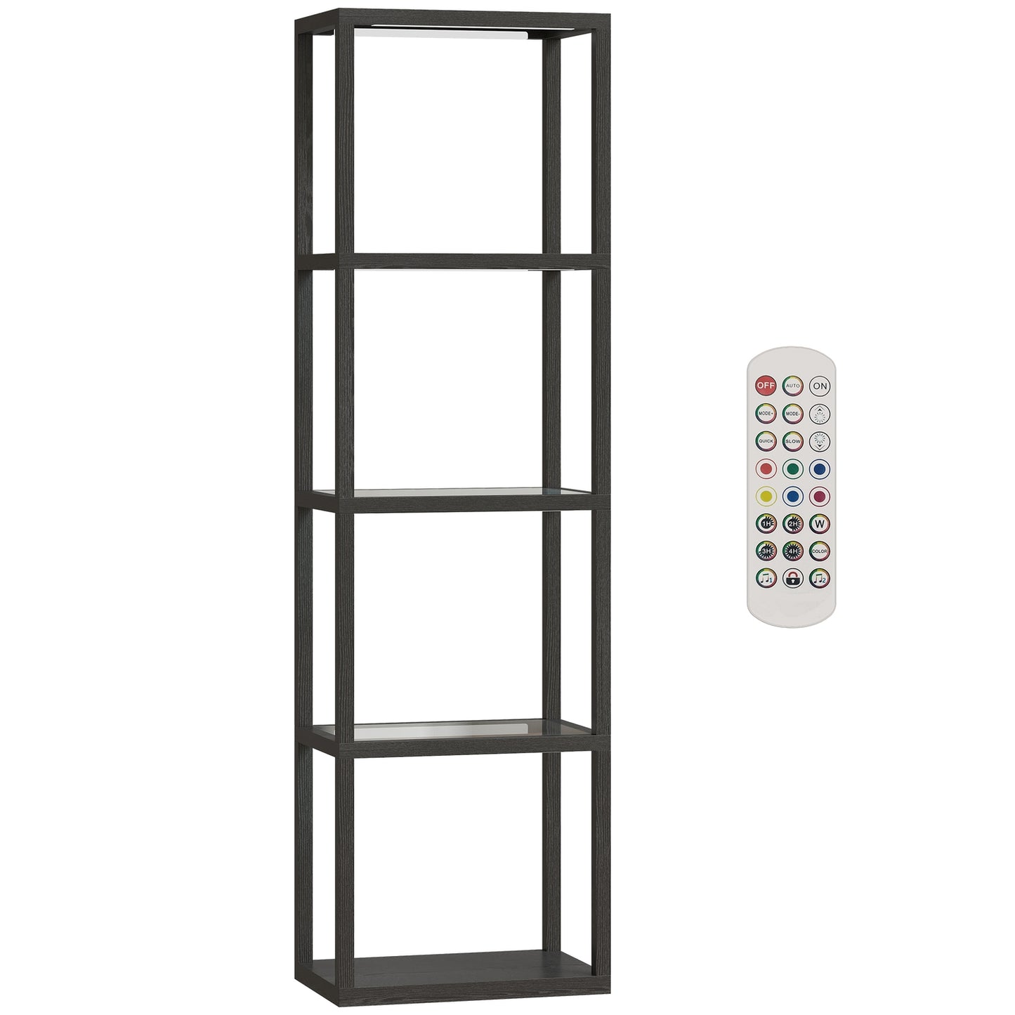 RGB Floor Lamp with Glass Shelves, LED, Remote, Music Sync