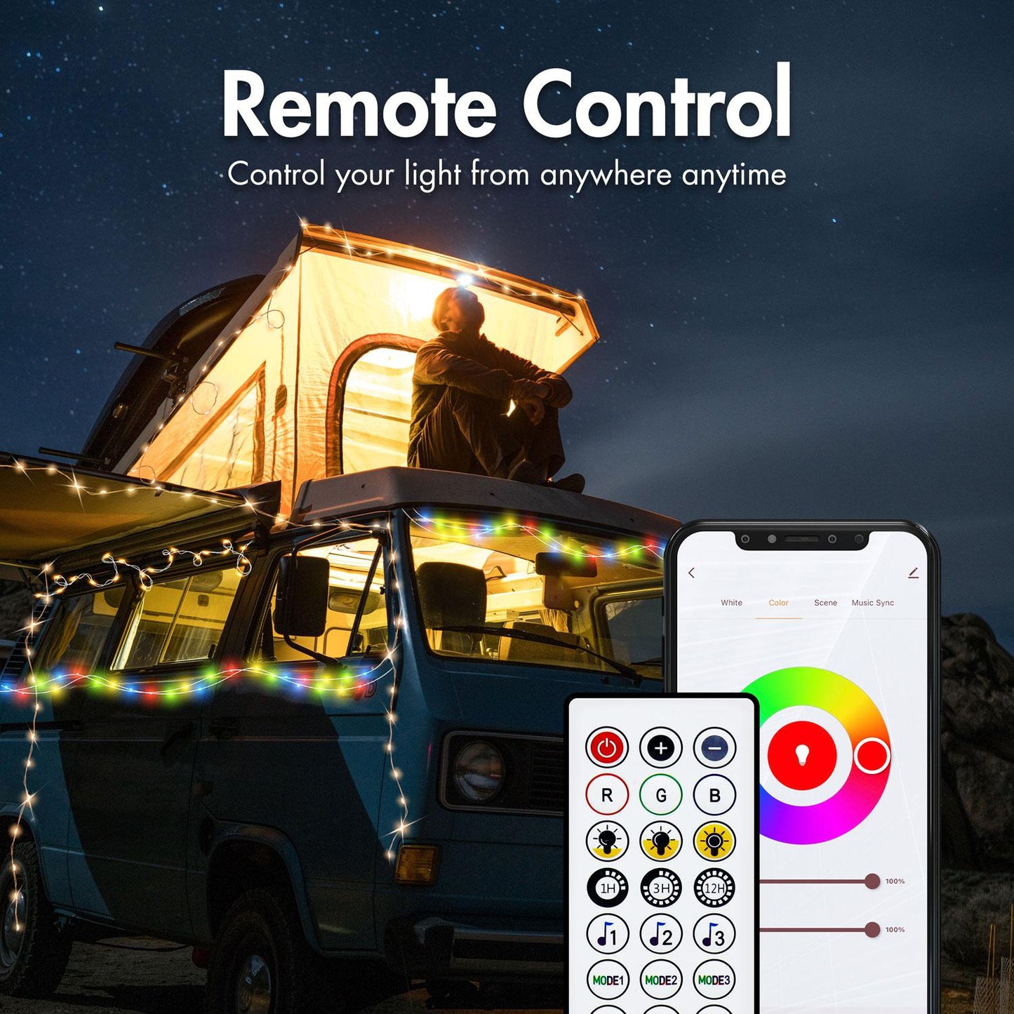 RGB light loop with remote control and WiFi Tuya IP65 5 m