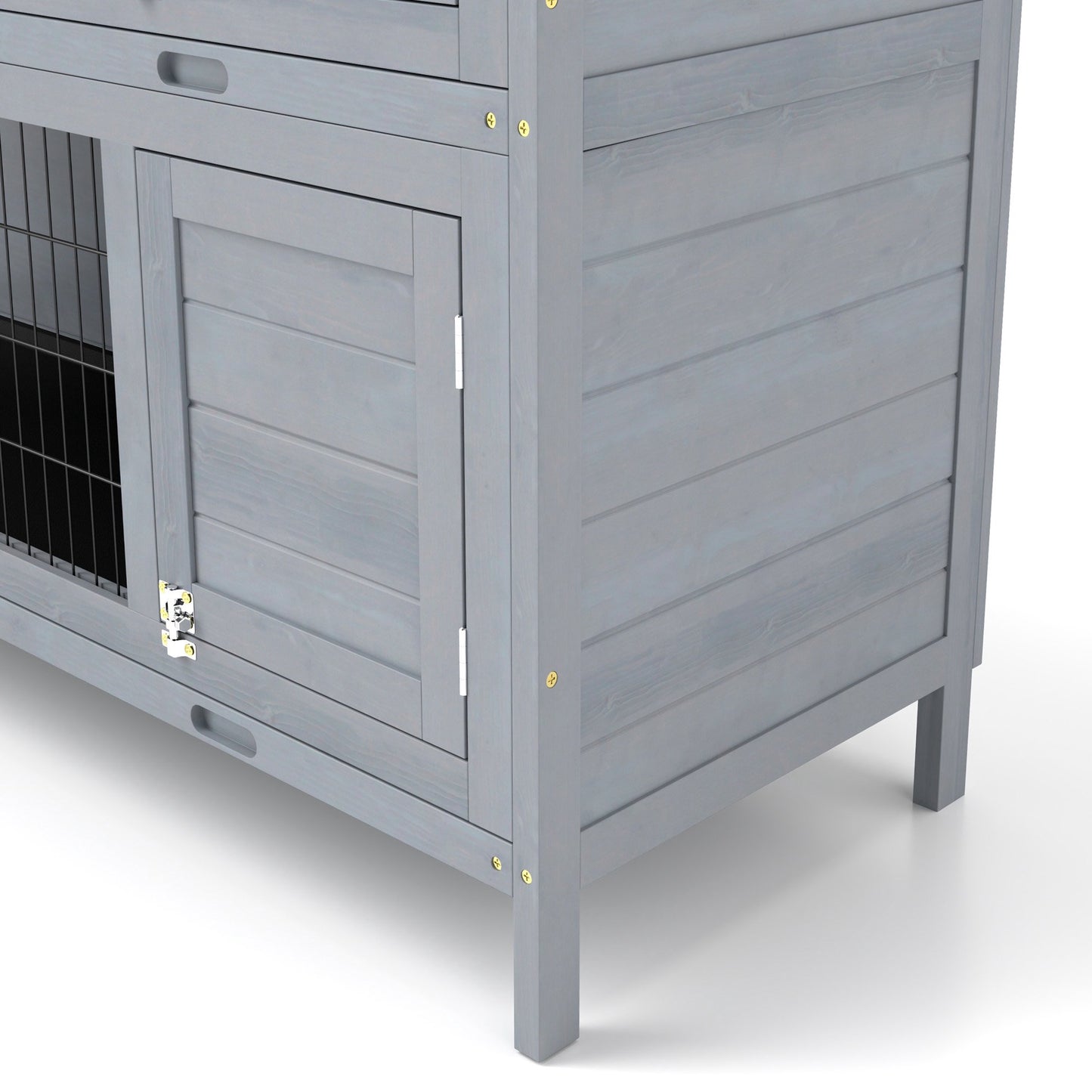 Rabbit Hutch, 2-Story Wood with Asphalt Roof, 136x50x93 cm