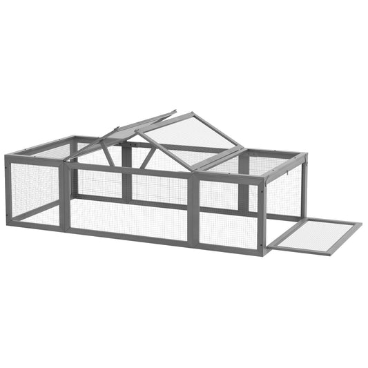 Rabbit cage in fir wood with winter-proof hinged roof