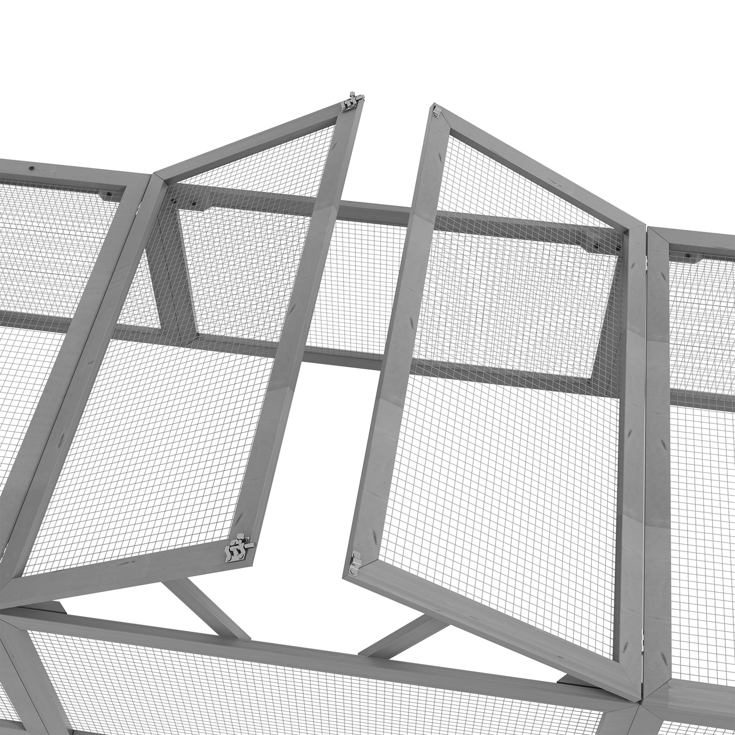Rabbit cage in fir wood with winter-proof hinged roof